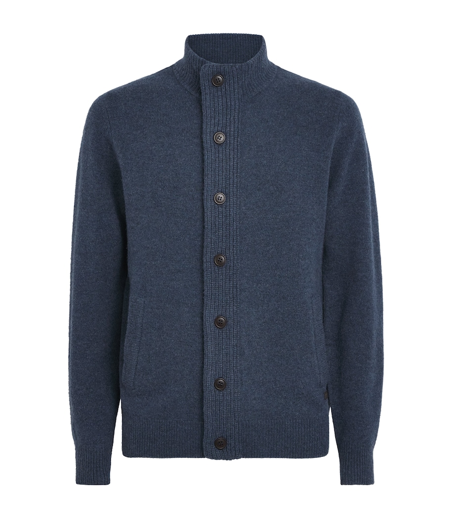 Barbour Mens Wool Patch Zip-Through Cardigan Dark Indigo Image 1