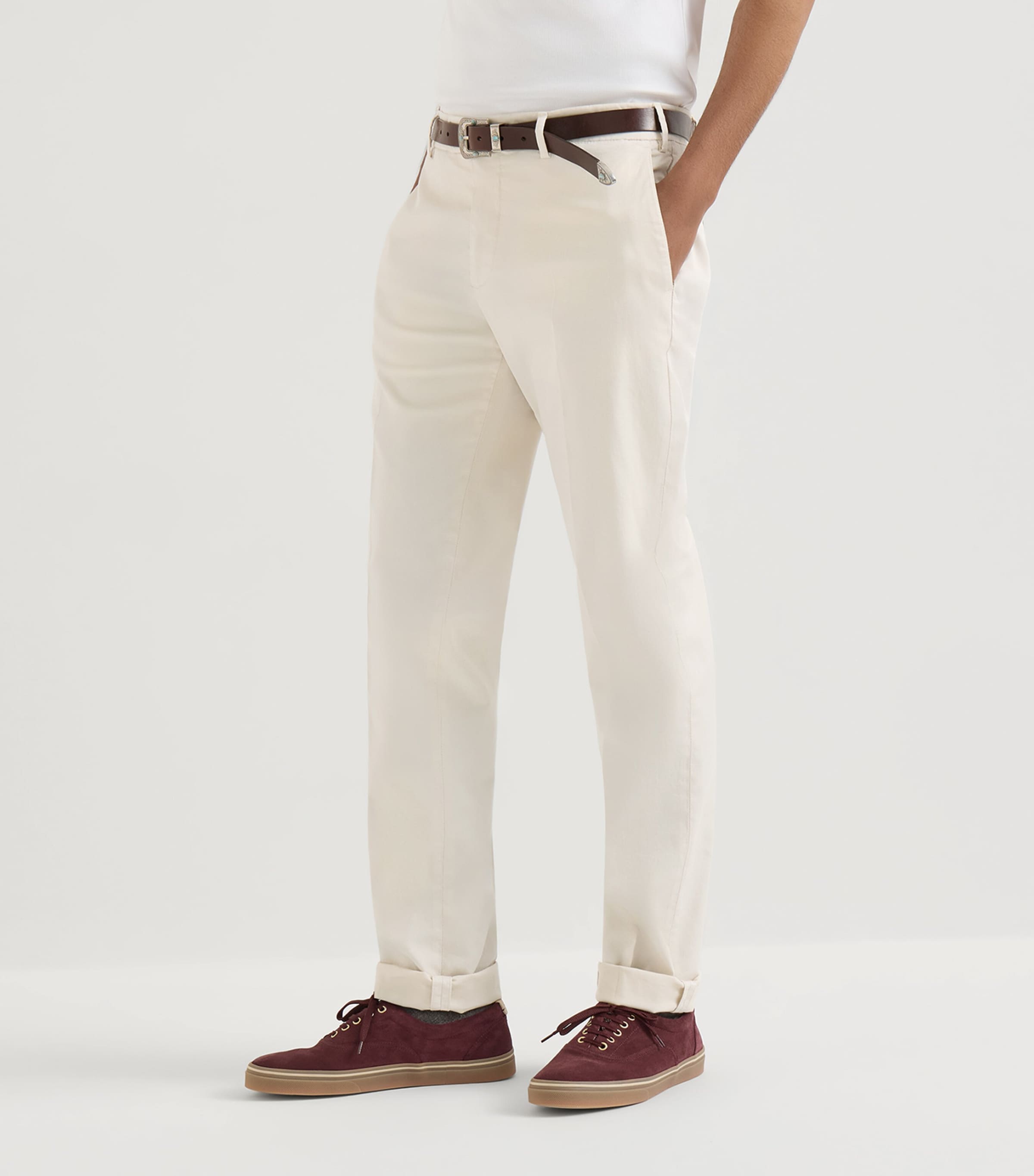 Brunello Cucinelli Mens Pima Cotton Comfort Gabardine Trousers Image 4