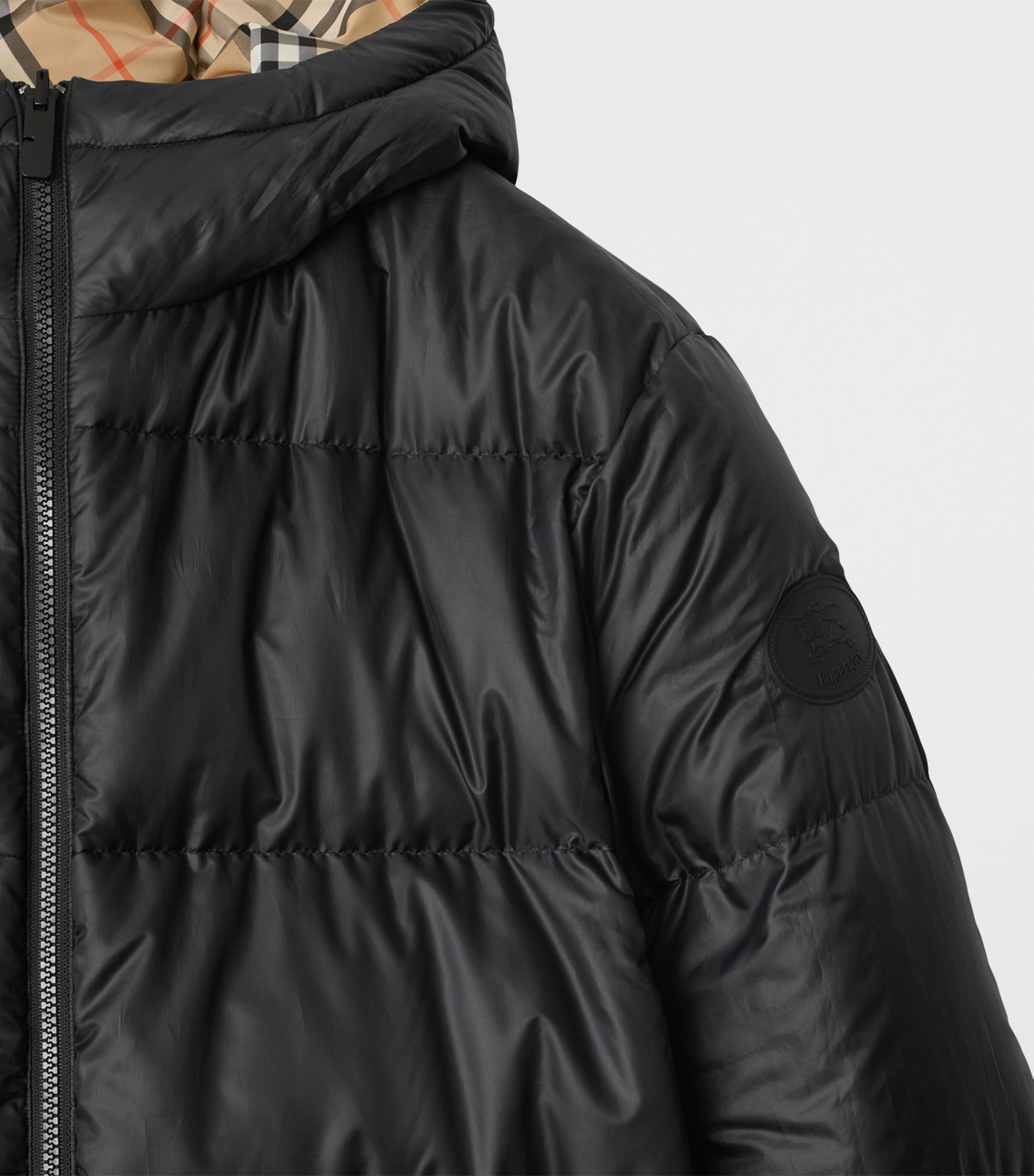 Down Reversible Check Puffer Jacket SAND IP CHECK Image 5