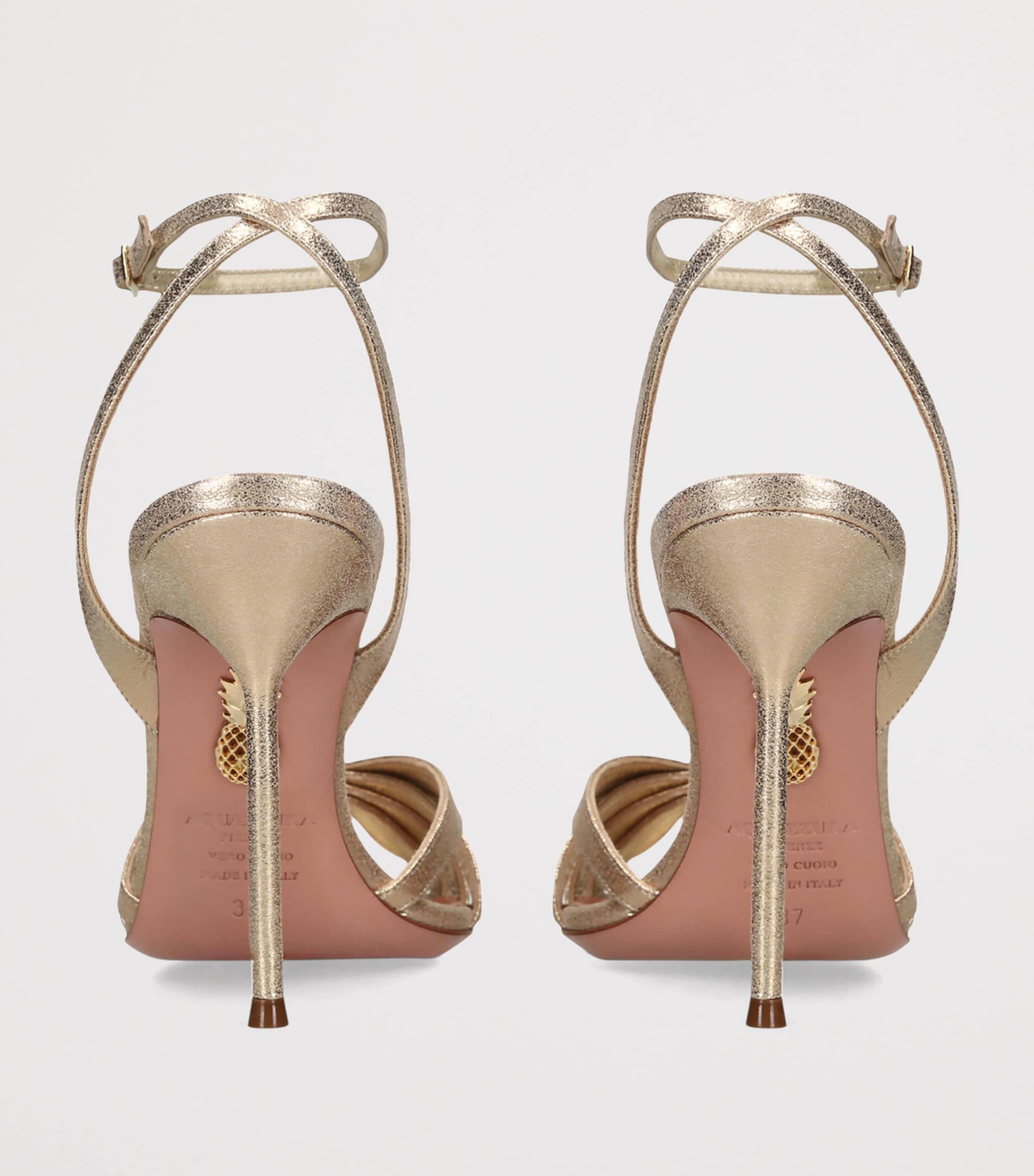Aquazzura Metallic Leather Soulmate Heeled Sandals 105 Silver Image 4