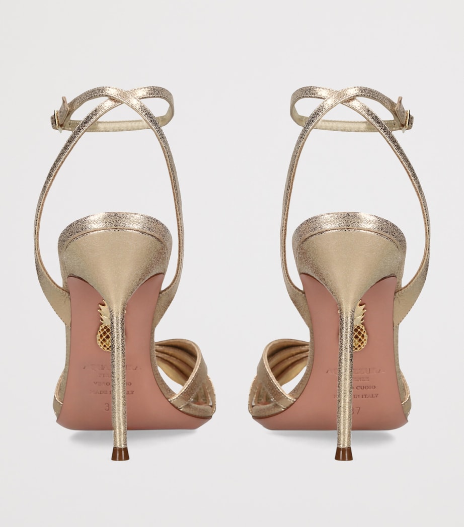 Aquazzura Metallic Leather Soulmate Heeled Sandals 105 Silver Image 4