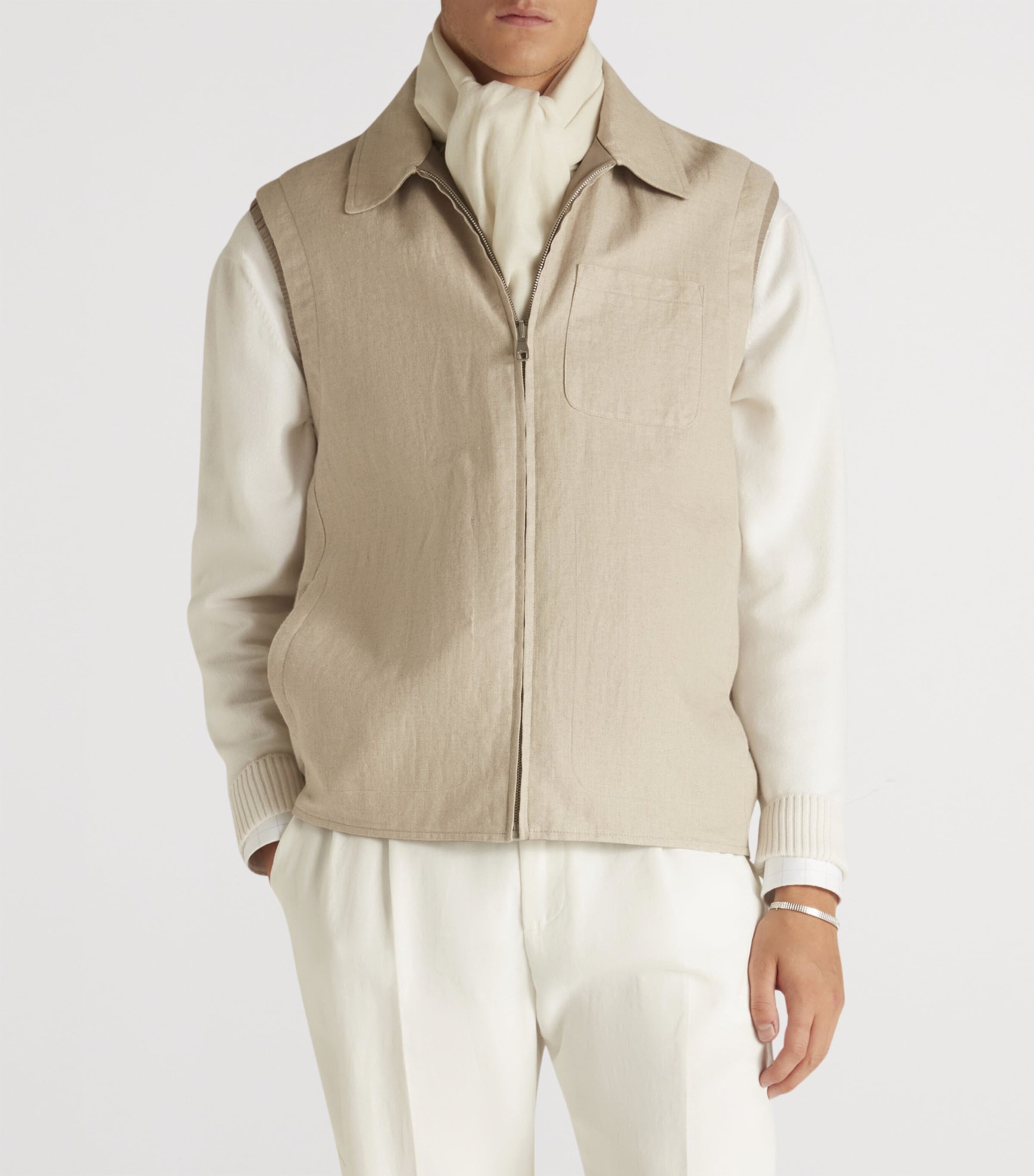 Linen Reversible Gilet 281SAND Image 4