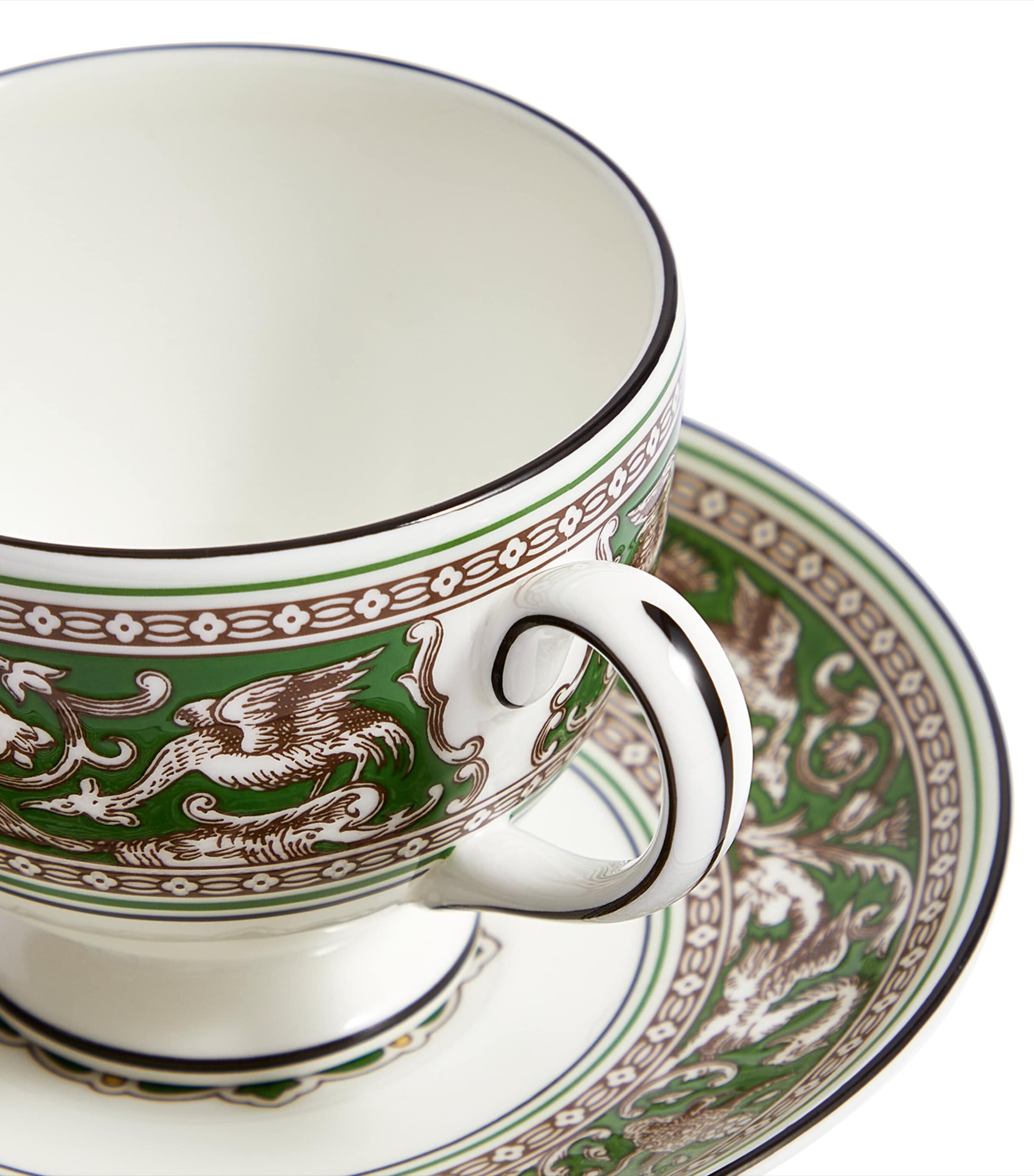 Wedgwood Florentine Verde Teacup & Saucer Green Image 2