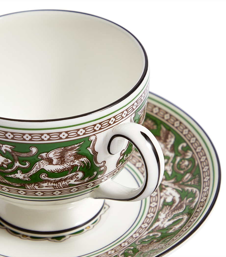 Wedgwood Florentine Verde Teacup & Saucer Green Image 2