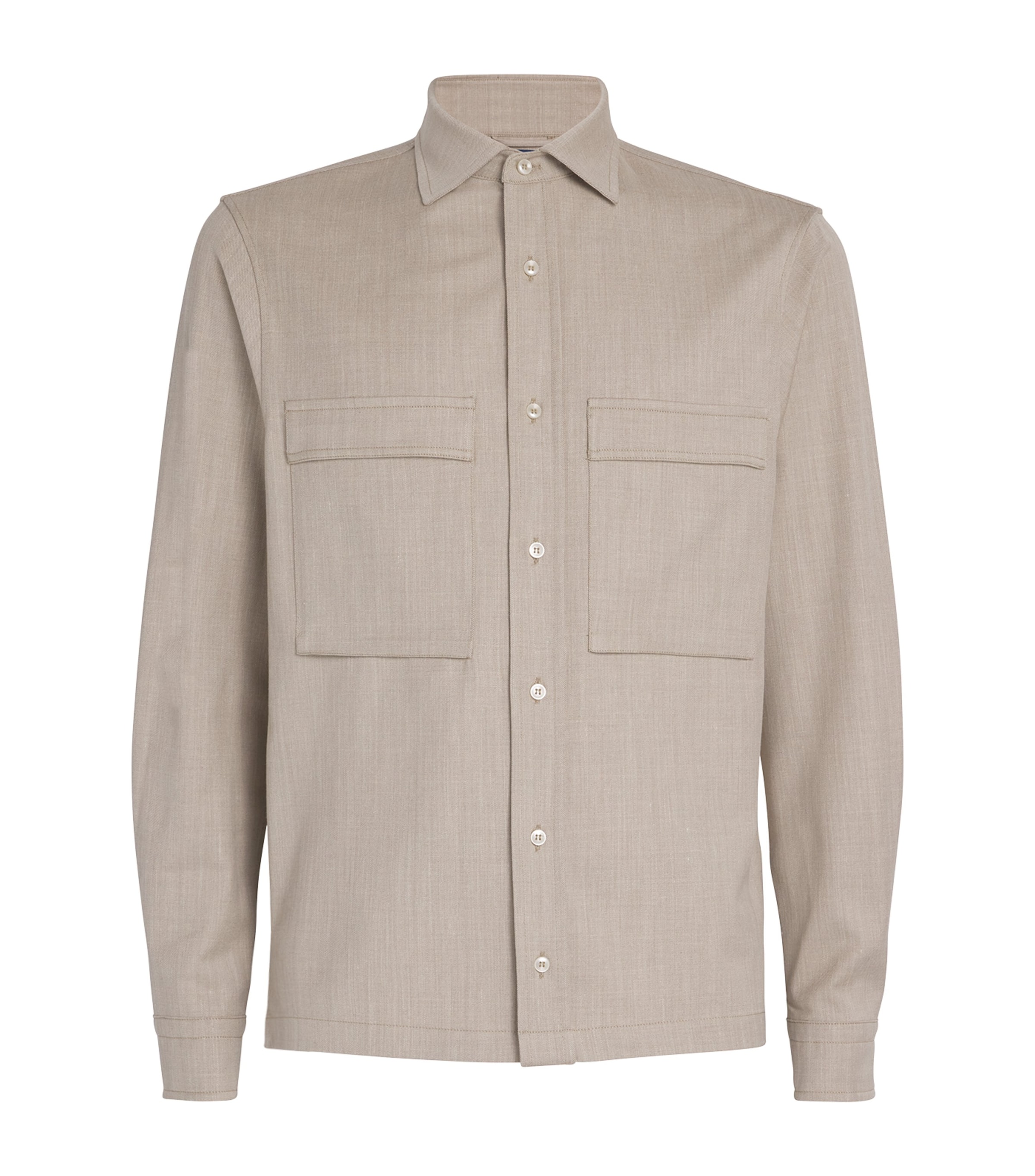 Paul & Shark Mens Wool-Silk-Linen-Blend Overshirt Beige Image 1