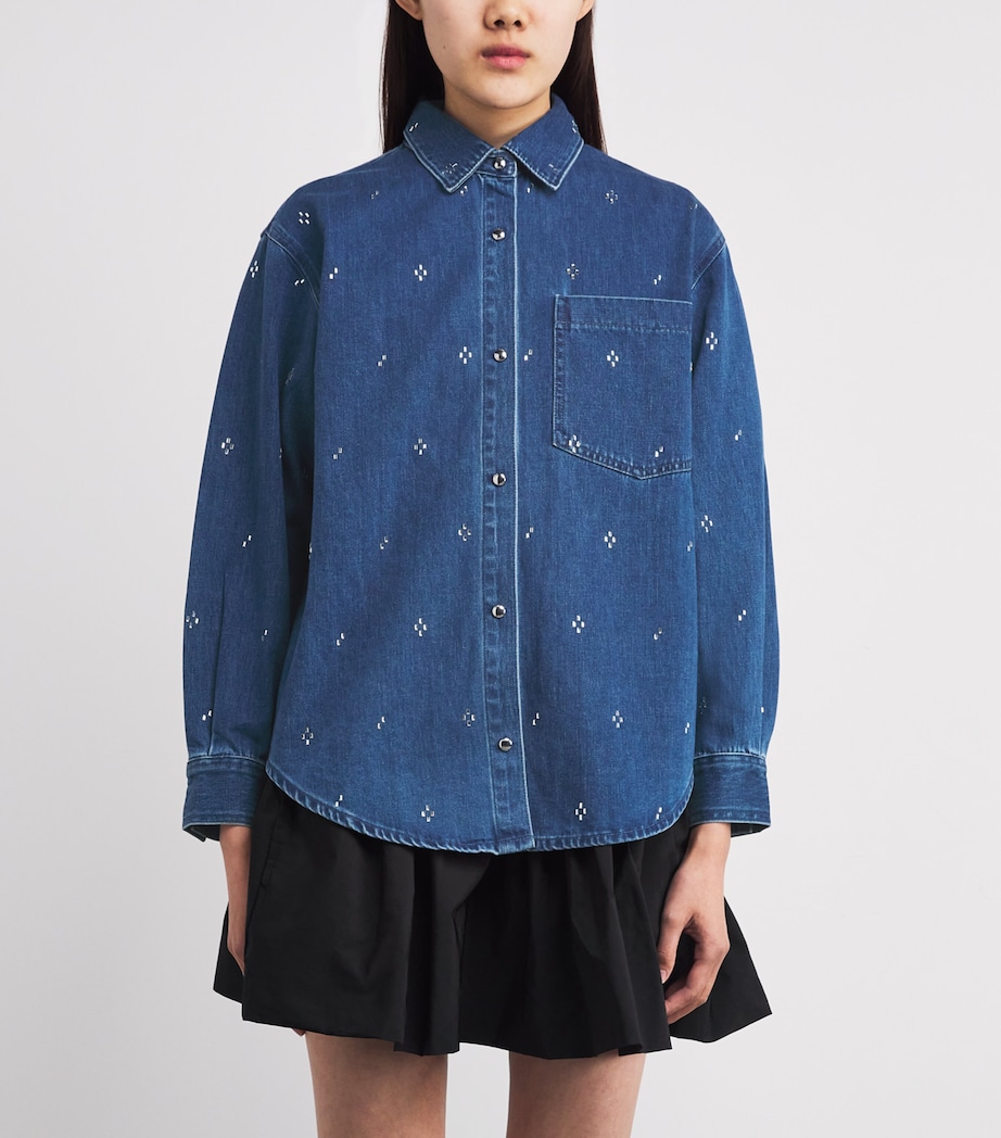Denim Rhinestone Shirt BLUE Image 3