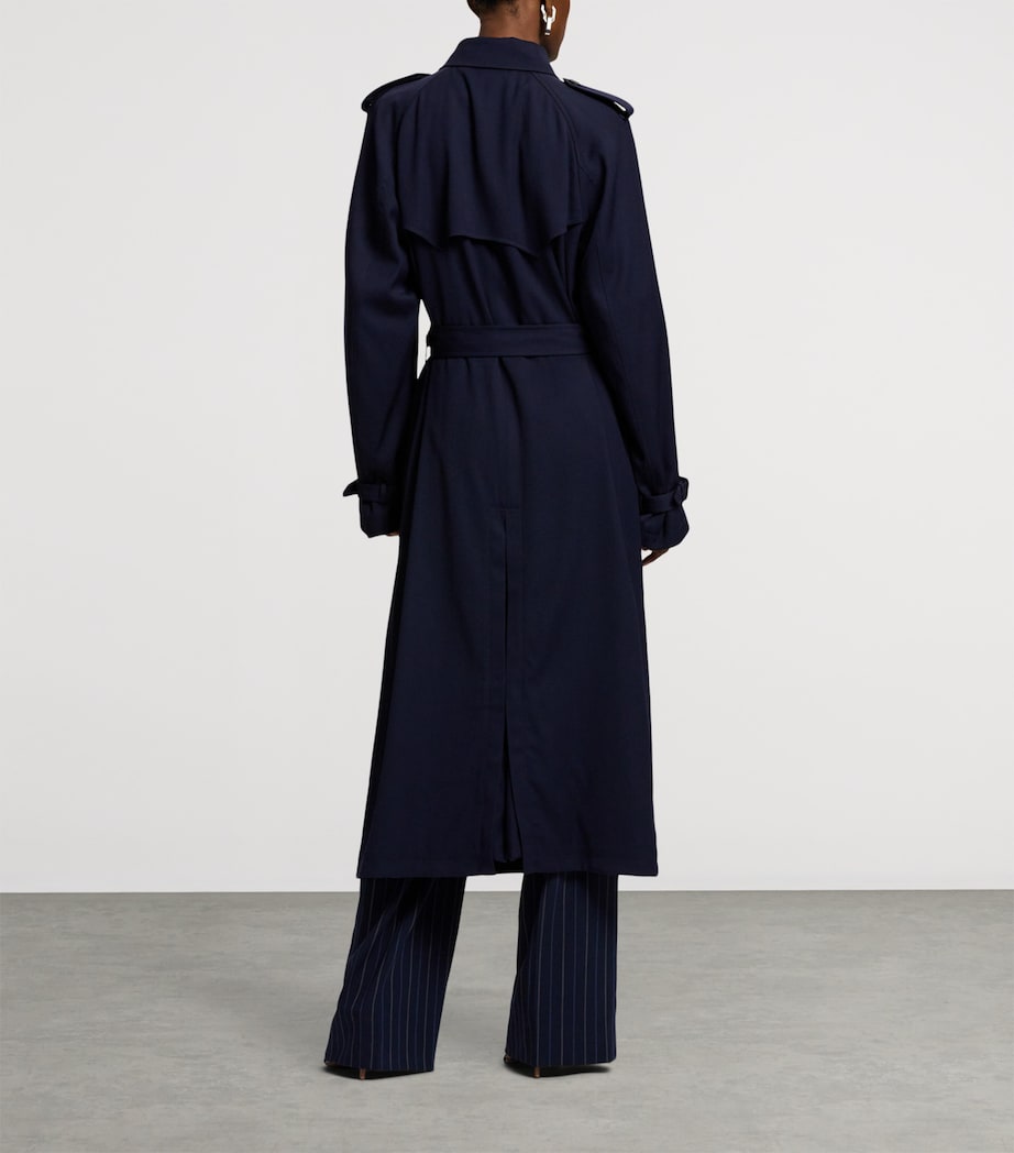Wool-Blend Alecia Trench Coat NAVY-410 Image 10