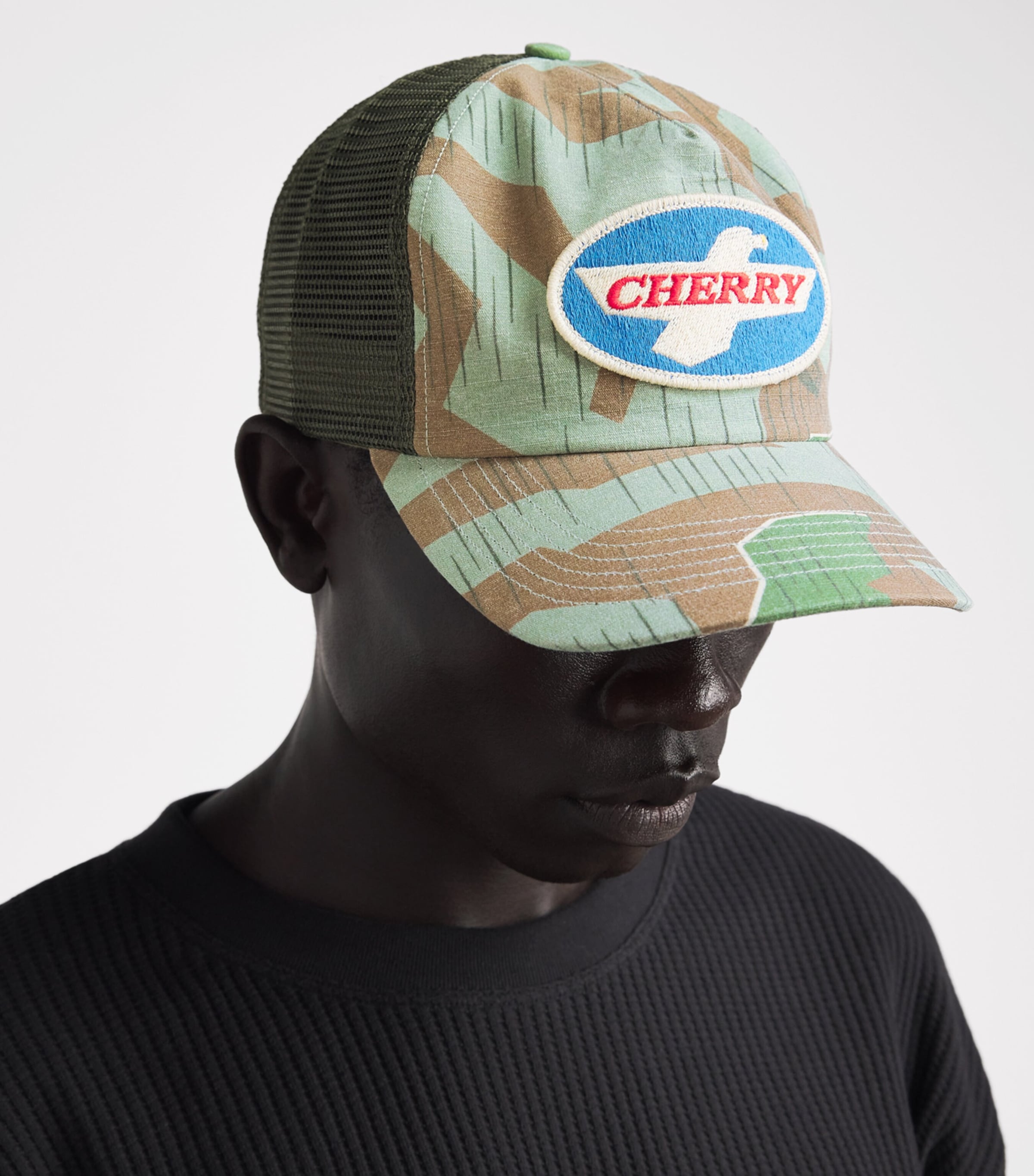 Cherry Los Angeles Eagle Patch Trucker Cap Camo Image 2