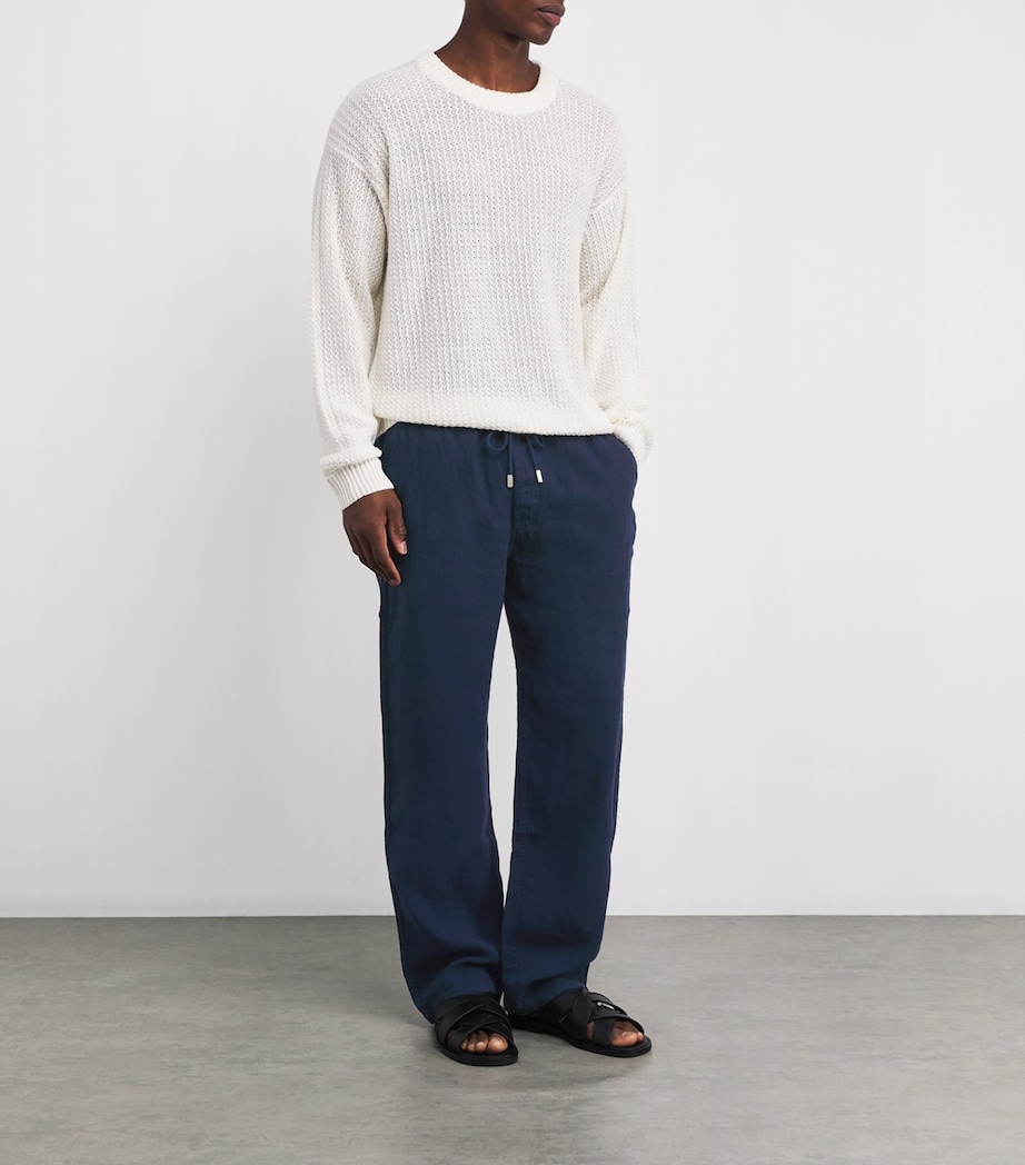 Linen Pacha Drawstring Trousers 390-NAVY Image 2
