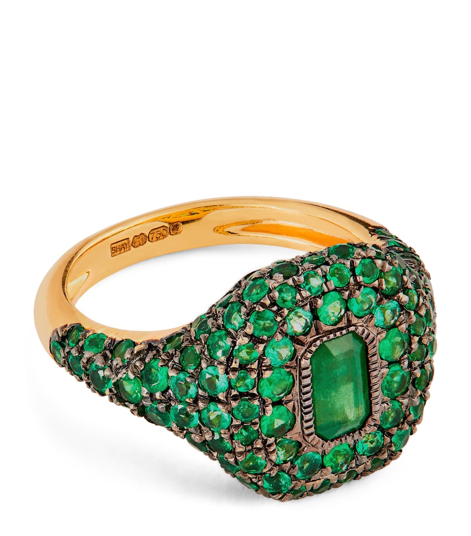 Yellow Gold and Emerald Pavé New Modern Pinky Ring