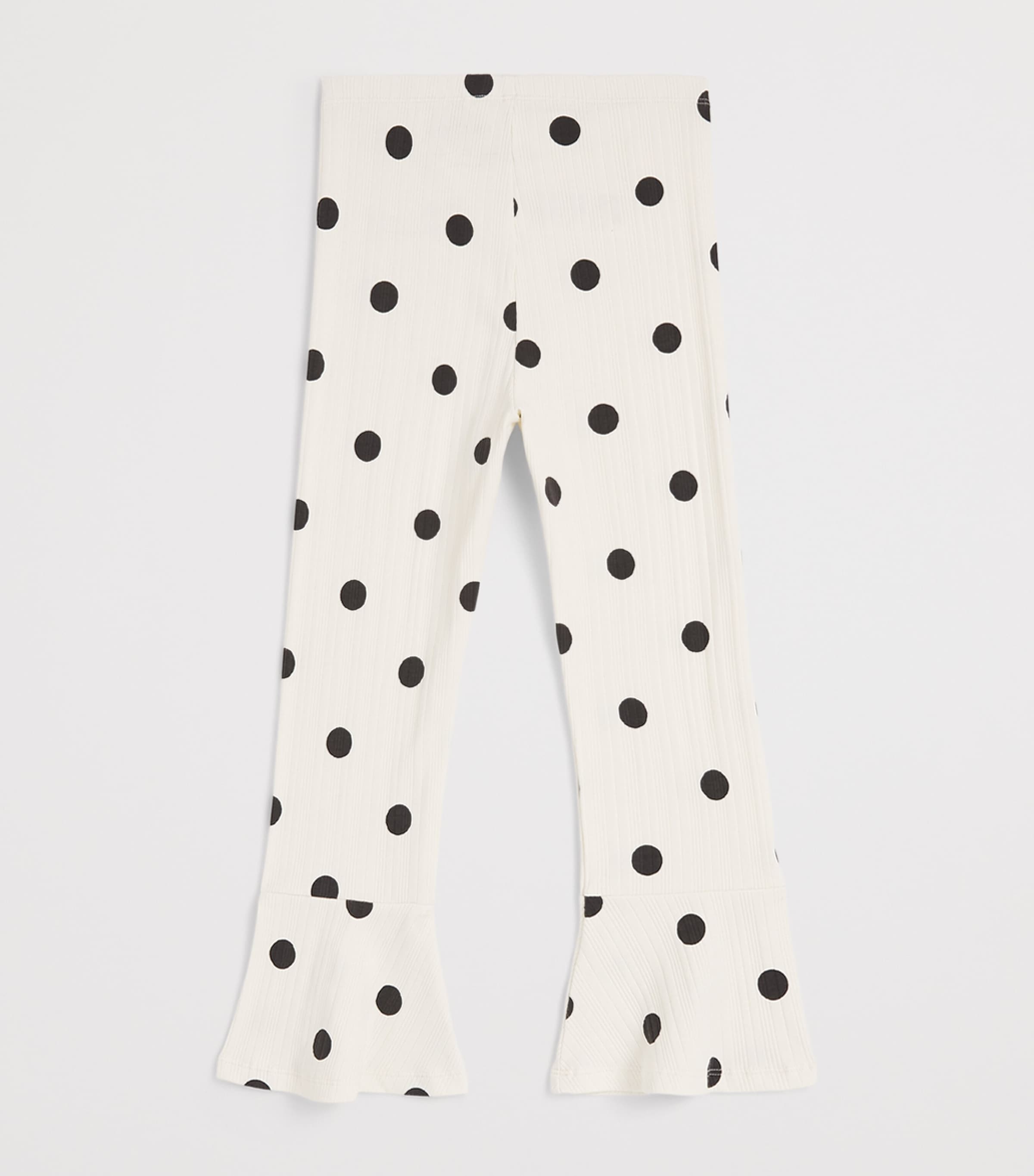 Mini Rodini Polka-Dot Dog Flared Trousers (3-11 Years) Off White Image 2