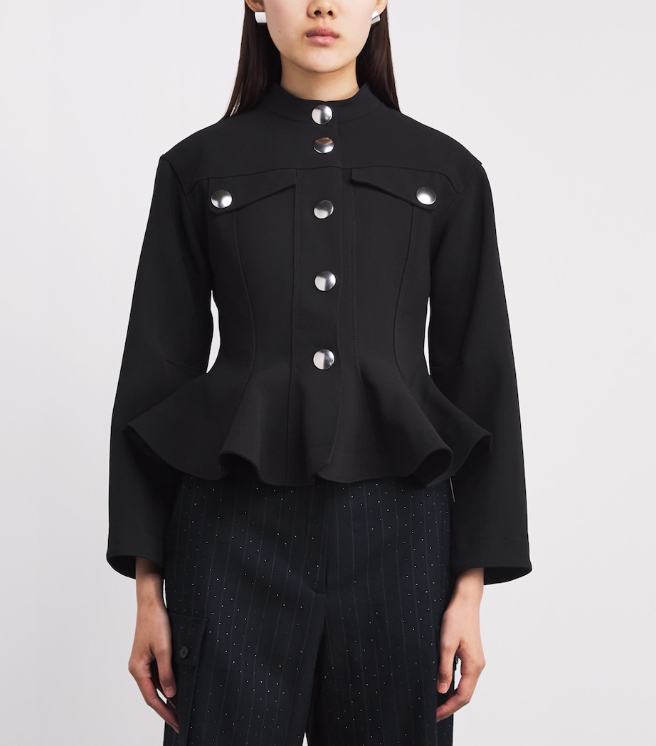 Peplum-Hem Jacket BLACK Image 3