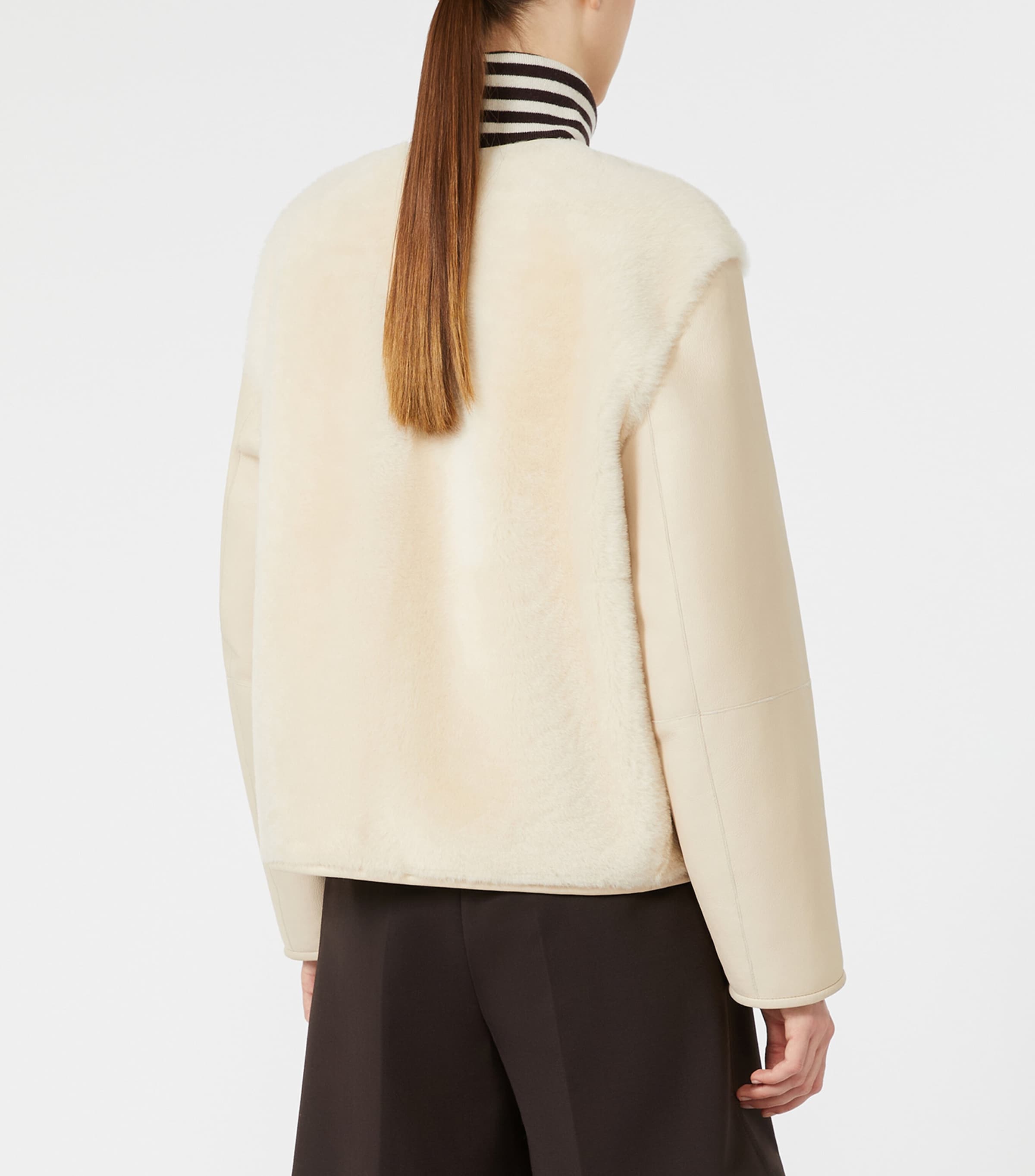 Max Mara Womens Shearling Coat Ivory Image 3