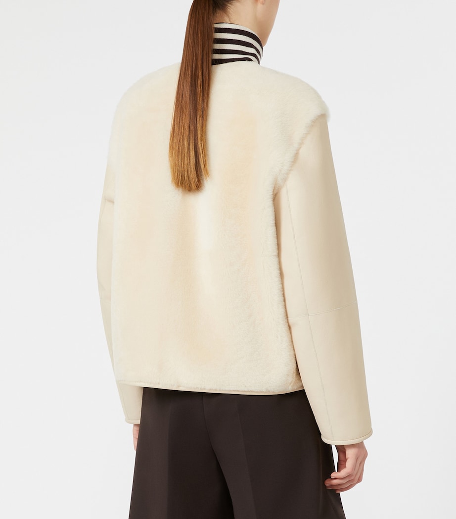 Max Mara Womens Shearling Coat Ivory Image 3