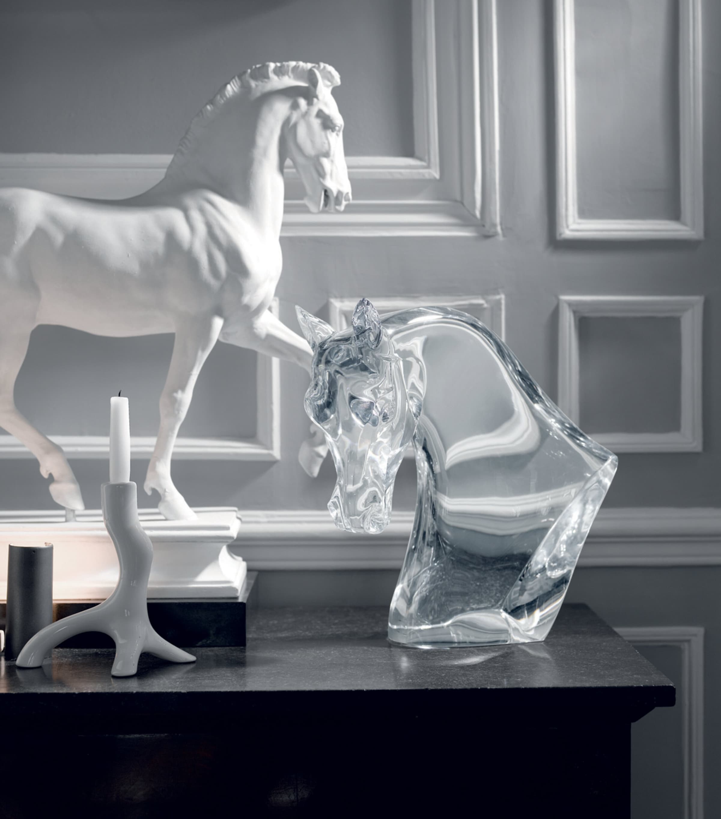 Crystal Horse Head Sculpture (38cm) INCOLORE Image 2