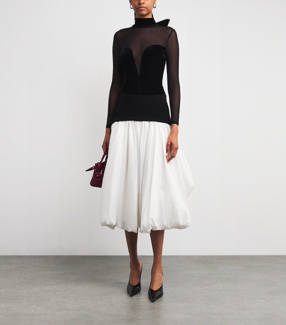 Velvet-Detail Rush Thong Bodysuit BLACK Image 2