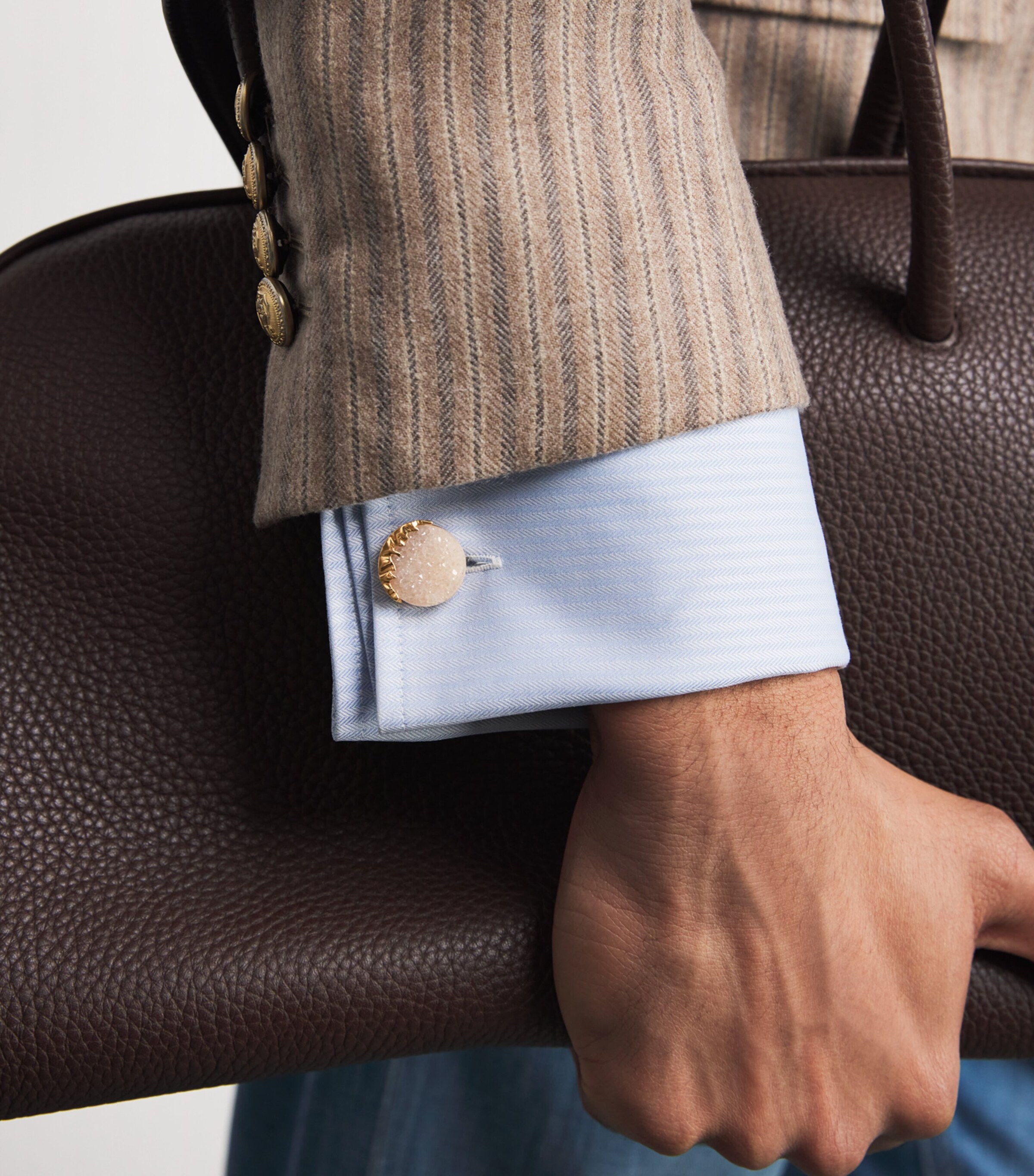 Rose Gold and White Agate Cufflinks WHITE Image 5