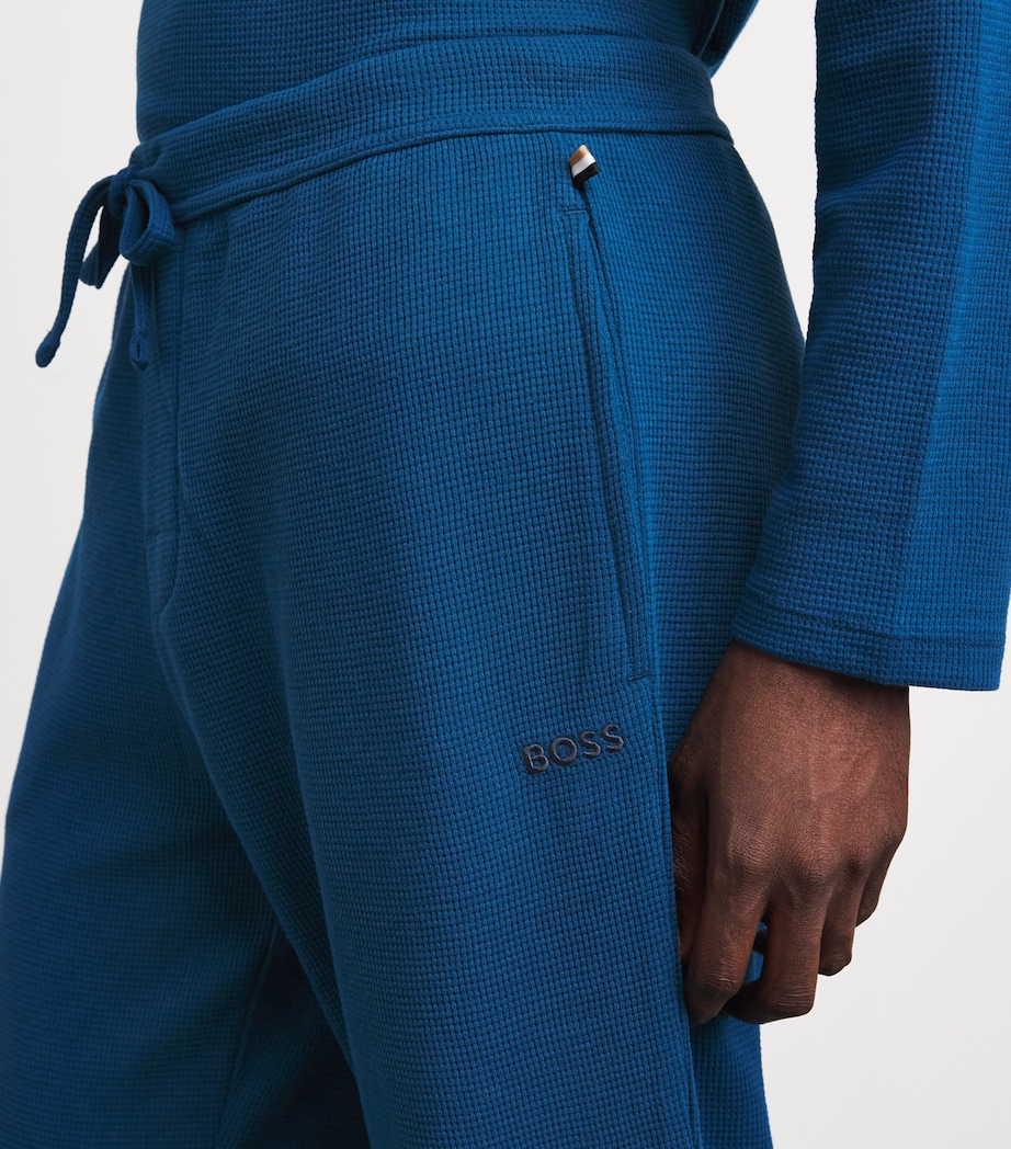 BOSS Mens Waffle-Knit Logo Sweatpants Turquoise/aqua Image 3