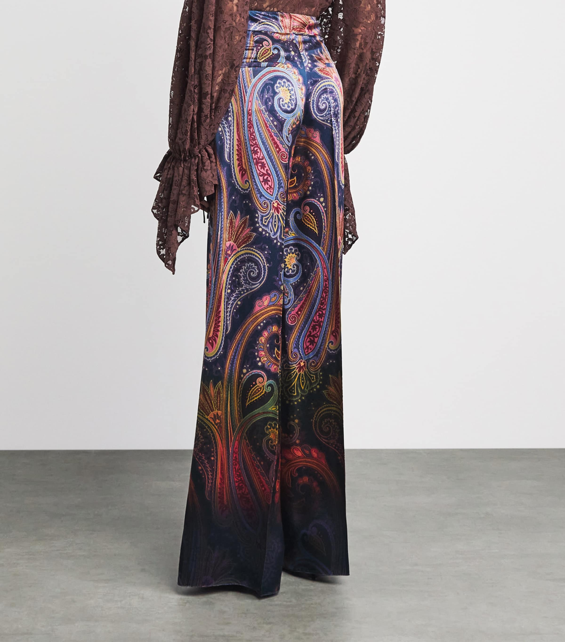 Etro Womens Satin Printed Chinos Print/blue Bs Image 5