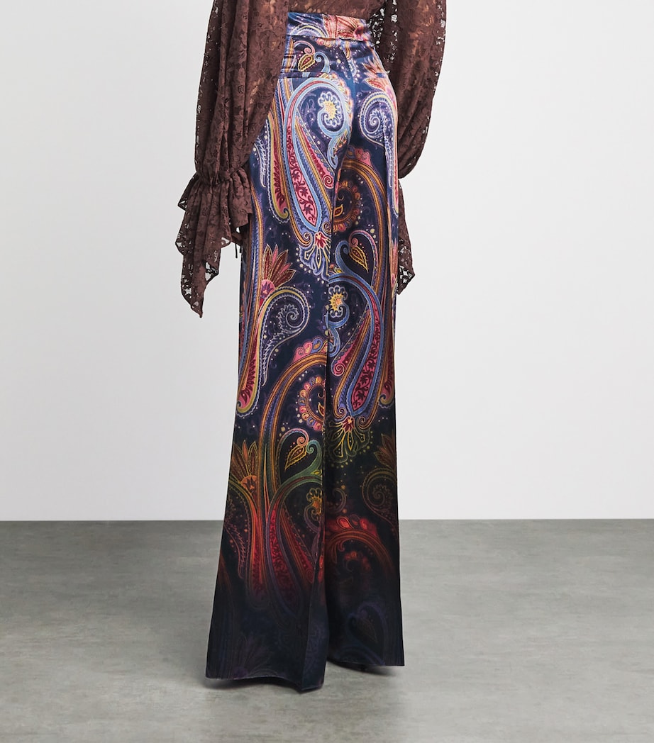 Etro Womens Satin Printed Chinos Print/blue Bs Image 5