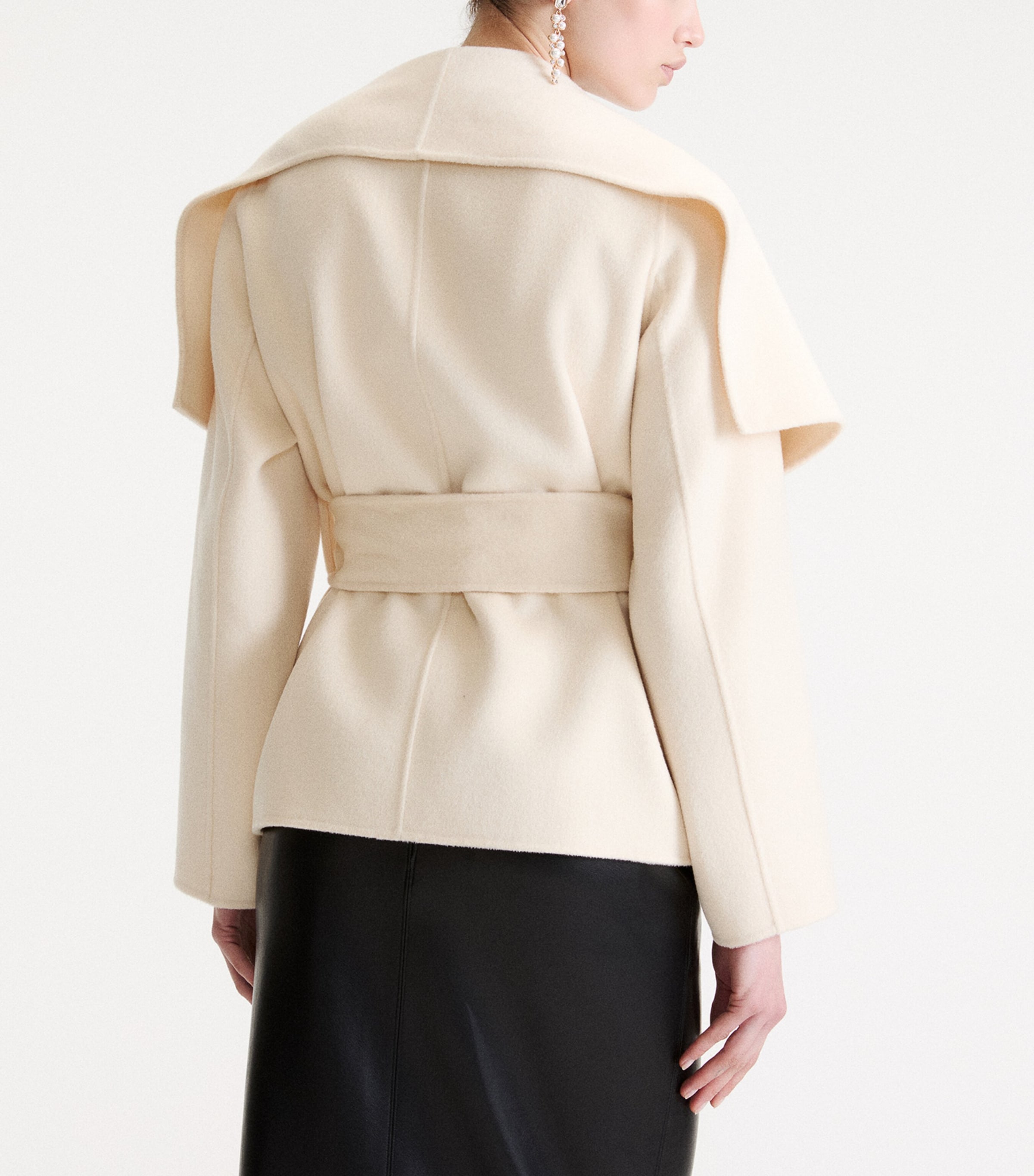 Marella Womens Virgin Wool Belted Coat Wool White Image 3