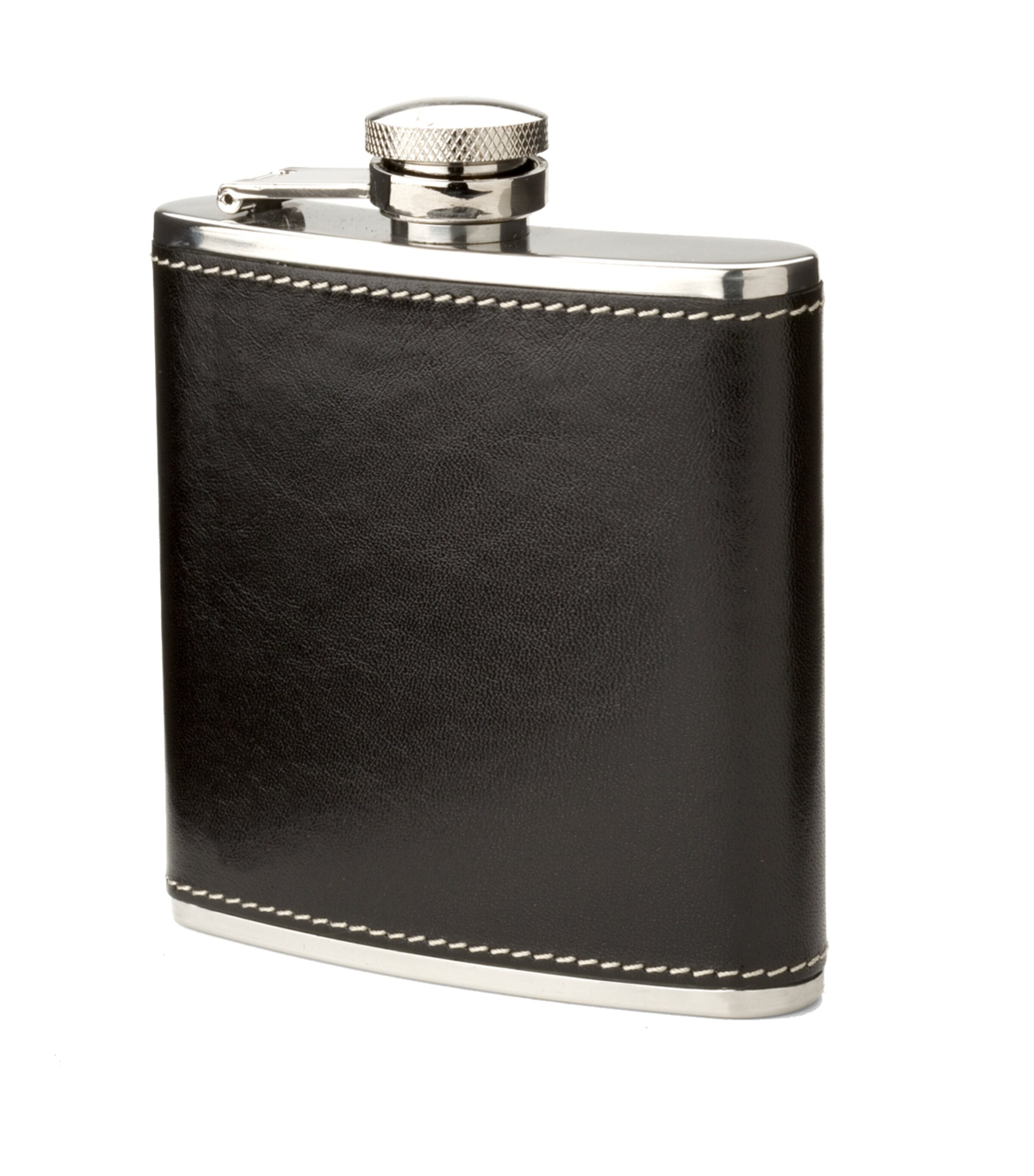 Classic 5oz Leather Hip Flask BLACK Image 2