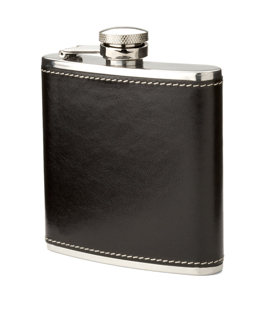 Classic 5oz Leather Hip Flask BLACK Image 2