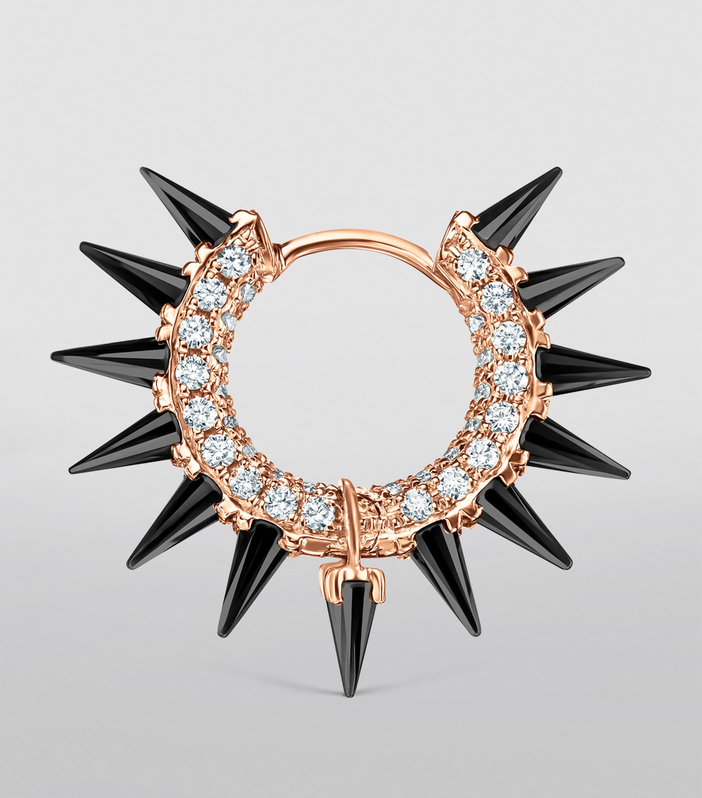 Rose Gold Black Moissanite Mohawk and Diamond Pavé Hoop Earring (8mm) ROSE GOLD Image 4