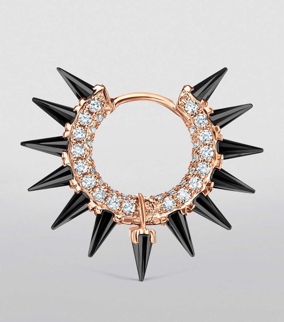 Rose Gold Black Moissanite Mohawk and Diamond Pavé Hoop Earring (8mm) ROSE GOLD Image 4