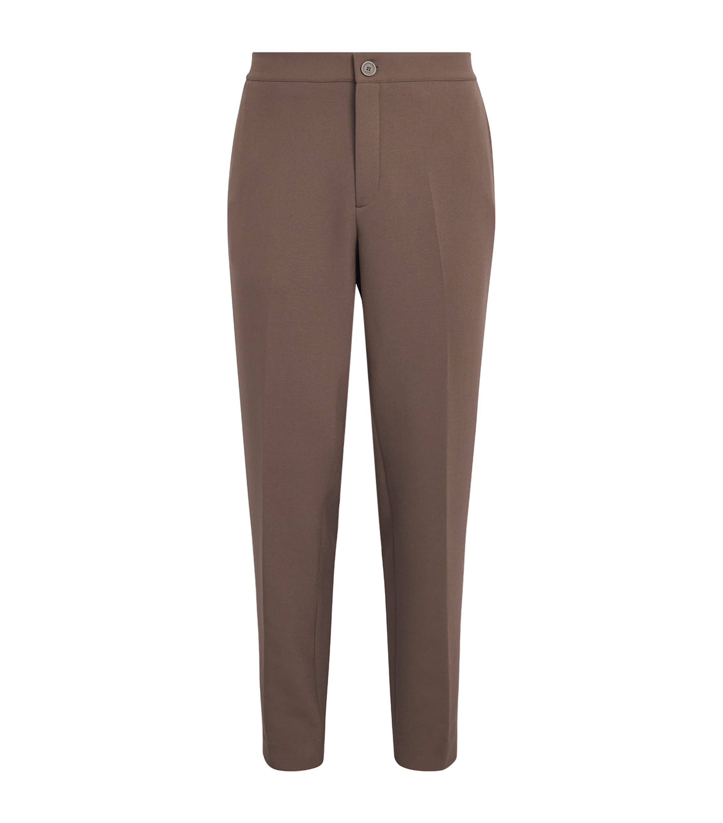 Sandro Jersey Straight Trousers In Brown
