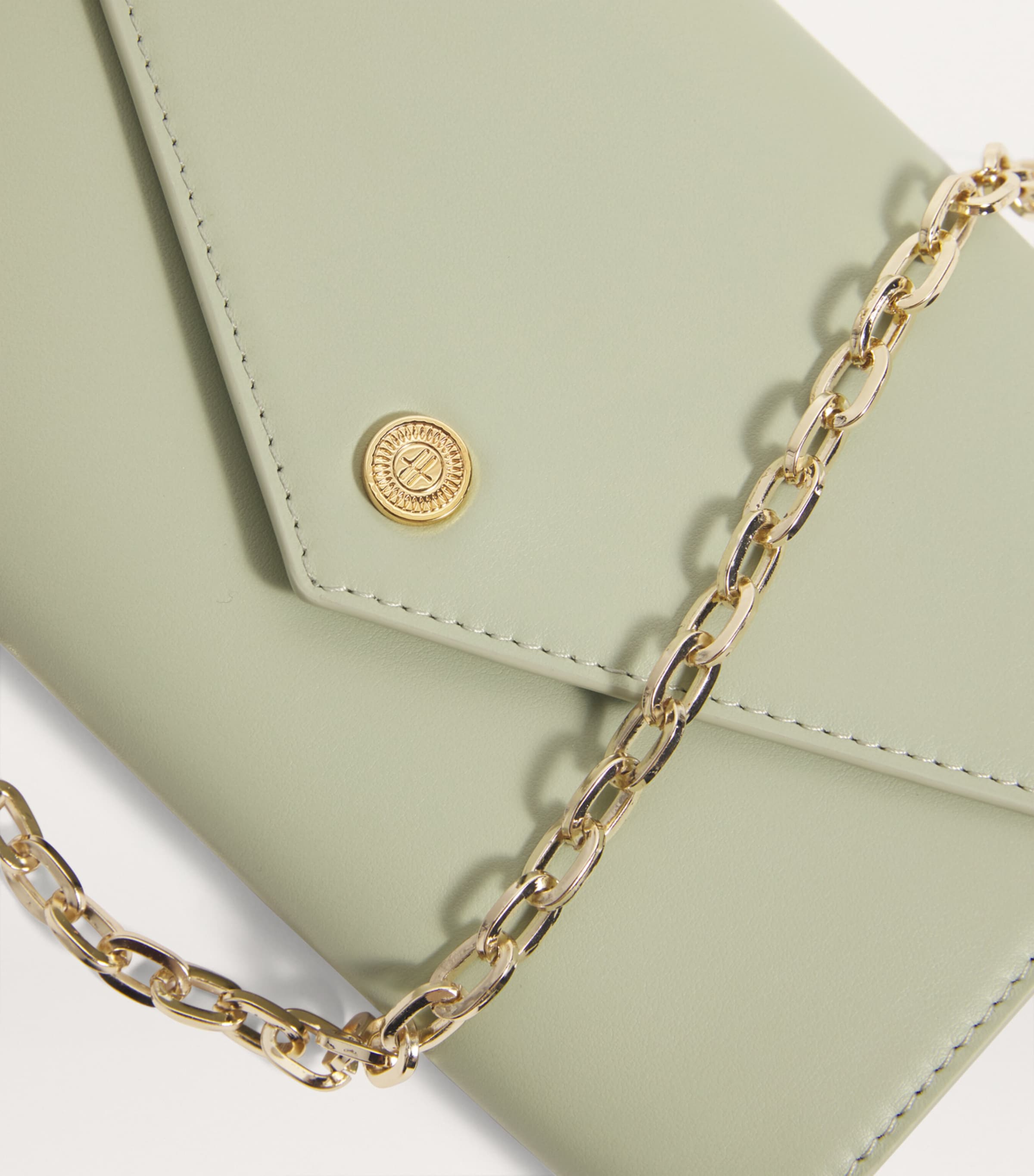 Harrods Smooth Leather Chain Wallet Green Image 4