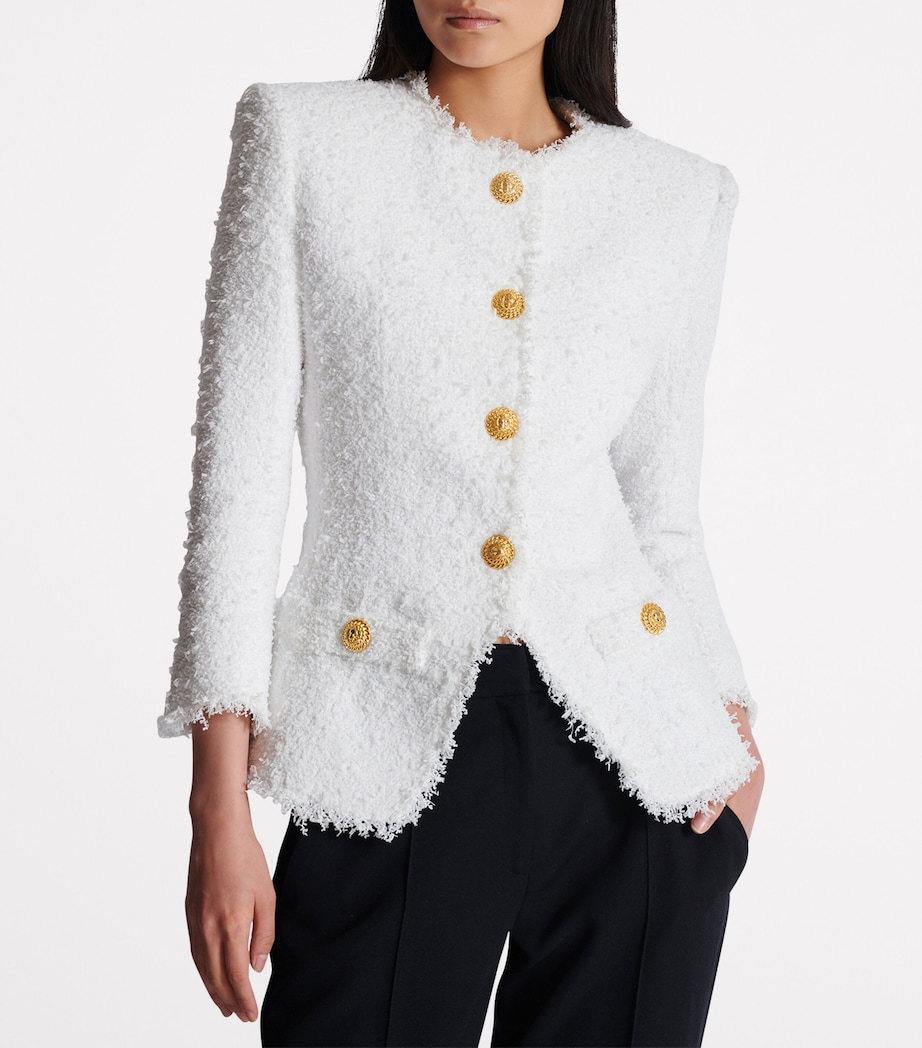 Tweed Single-Breasted Jacket 0FA BLANC Image 7