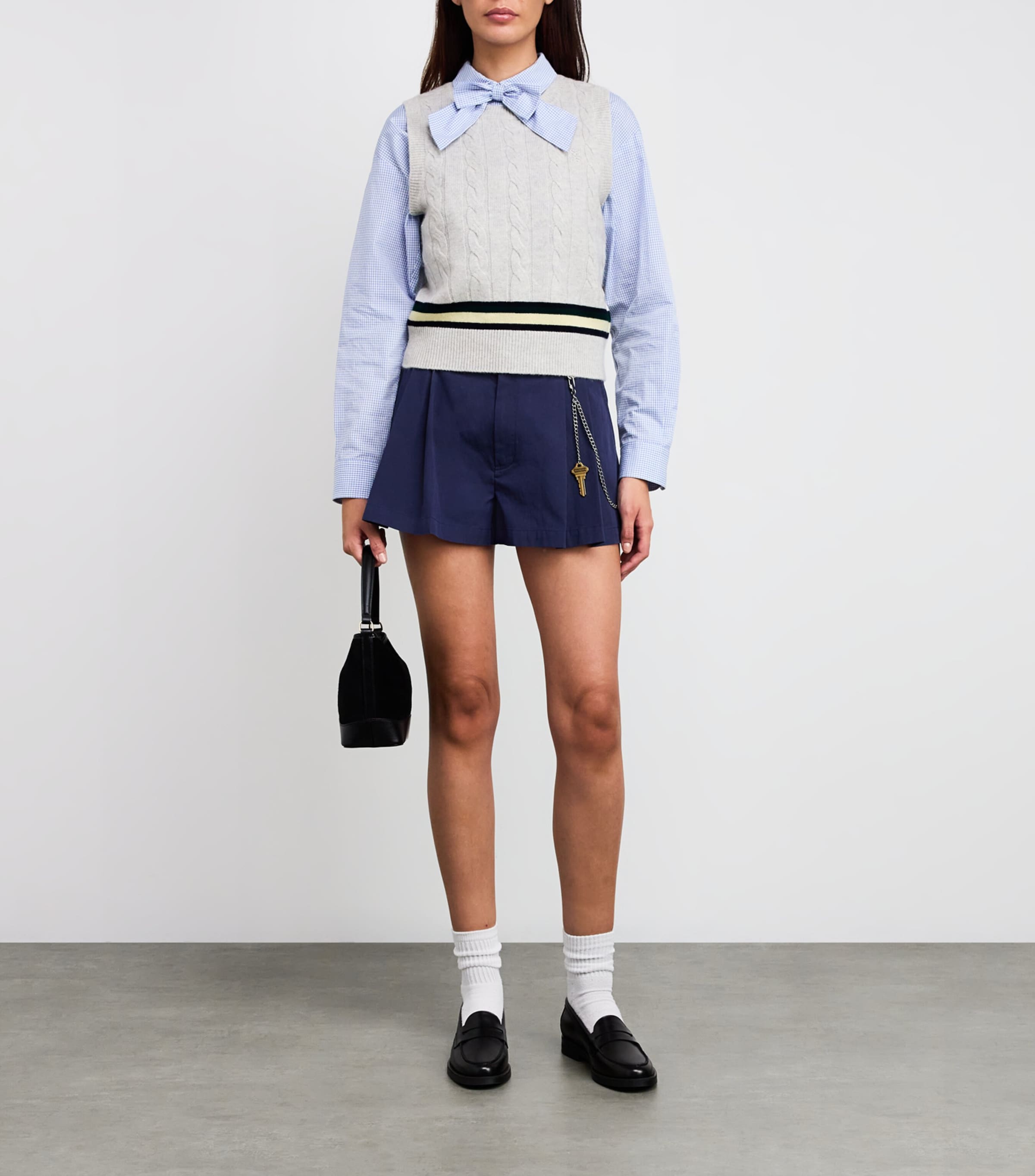 Wool-Cashmere Cable-Knit Sweater Vest GREY Image 2