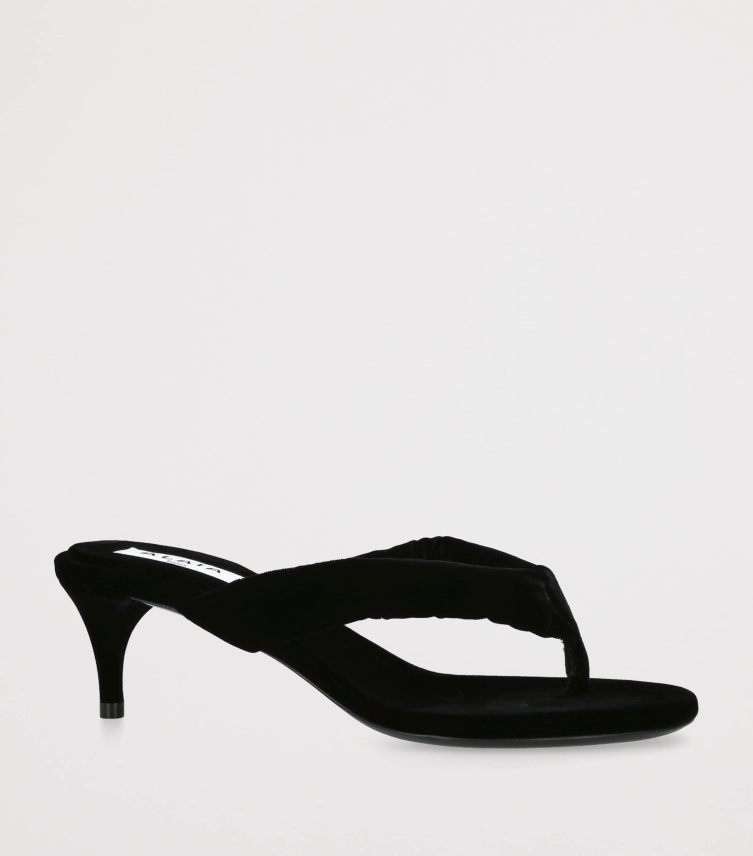 Velvet Thong Sandals 55 BLACK Image 3