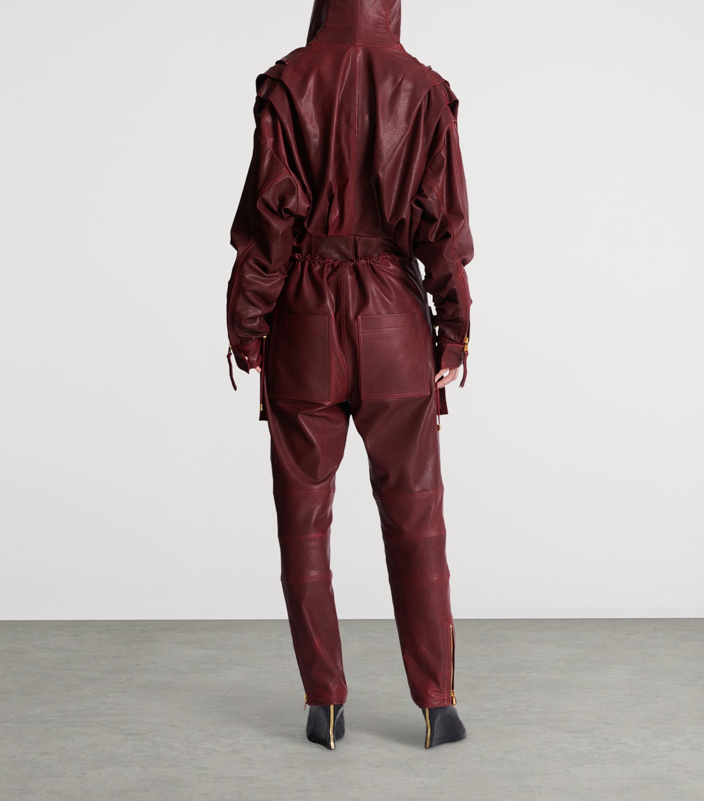 Leather Hooded Mini Dress 3AR AUBERGINE Image 3