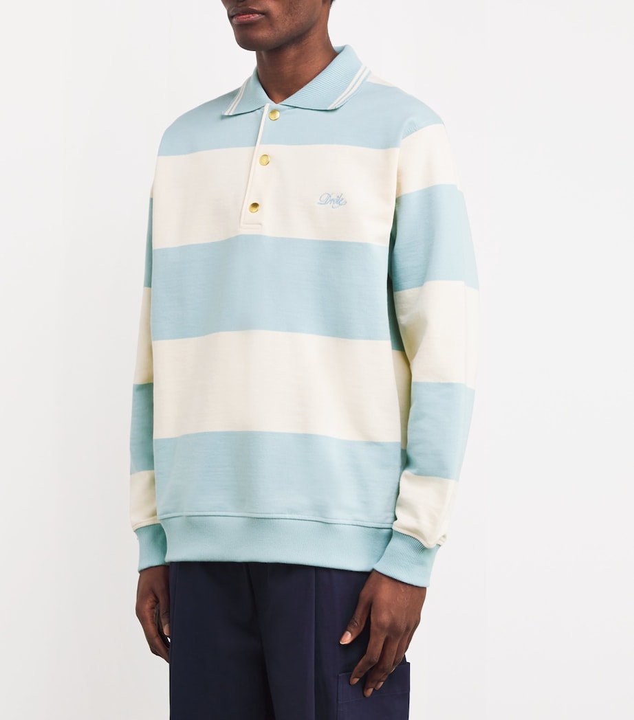Drôle De Monsieur Mens Cotton Striped Rugby Shirt Blue Image 3