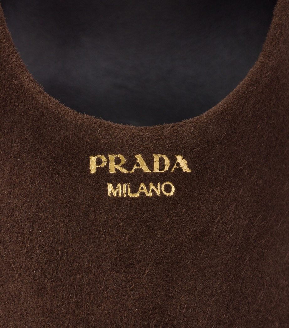 Prada Suede Leather Slingback Pumps 85 Brown Image 6