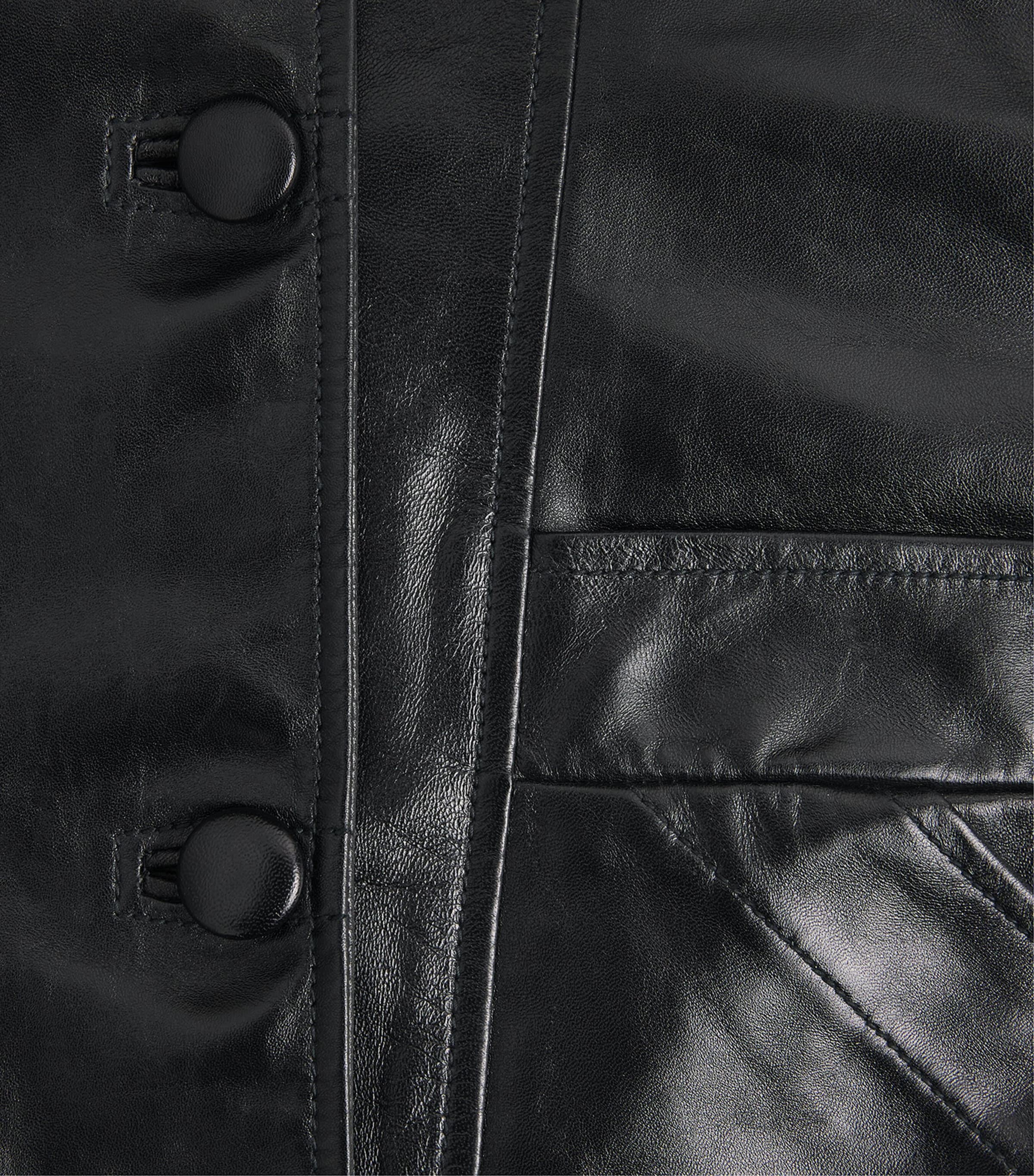 Sandro Paris Womens Oversized Glossy Leather Jacket Black Image 6