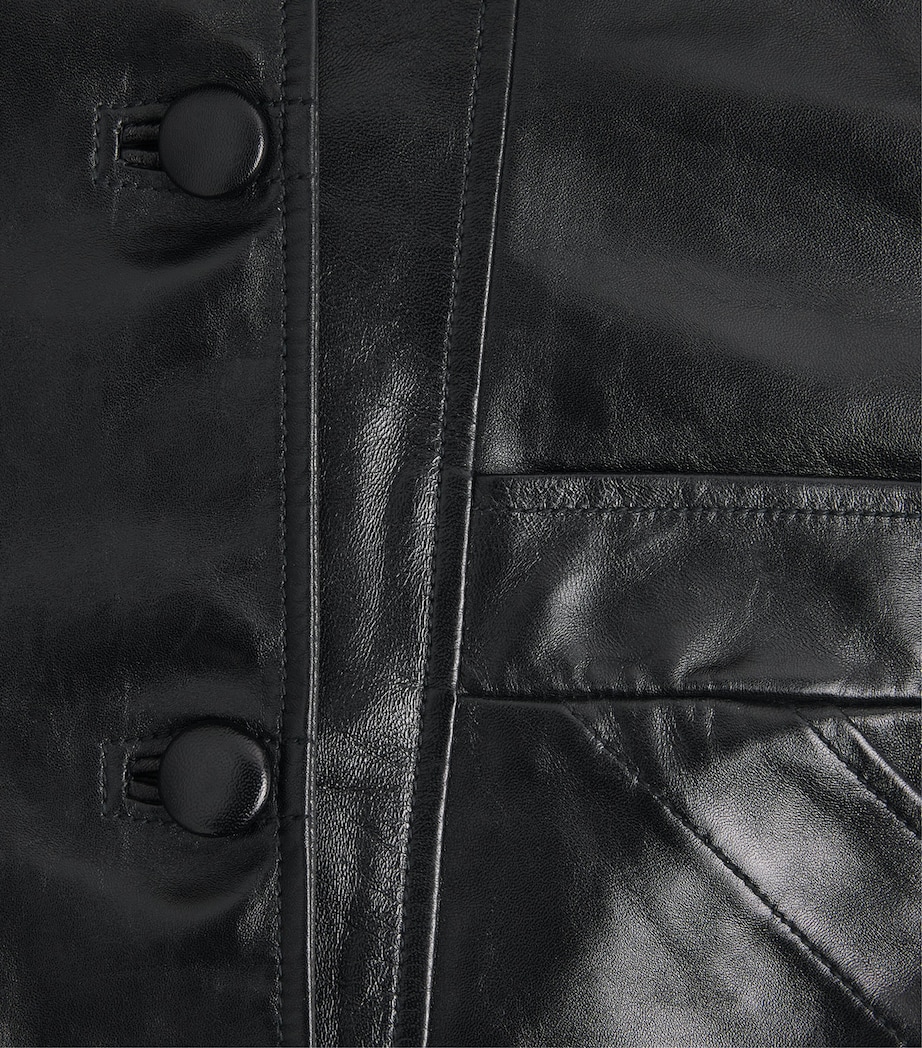 Sandro Paris Womens Oversized Glossy Leather Jacket Black Image 6