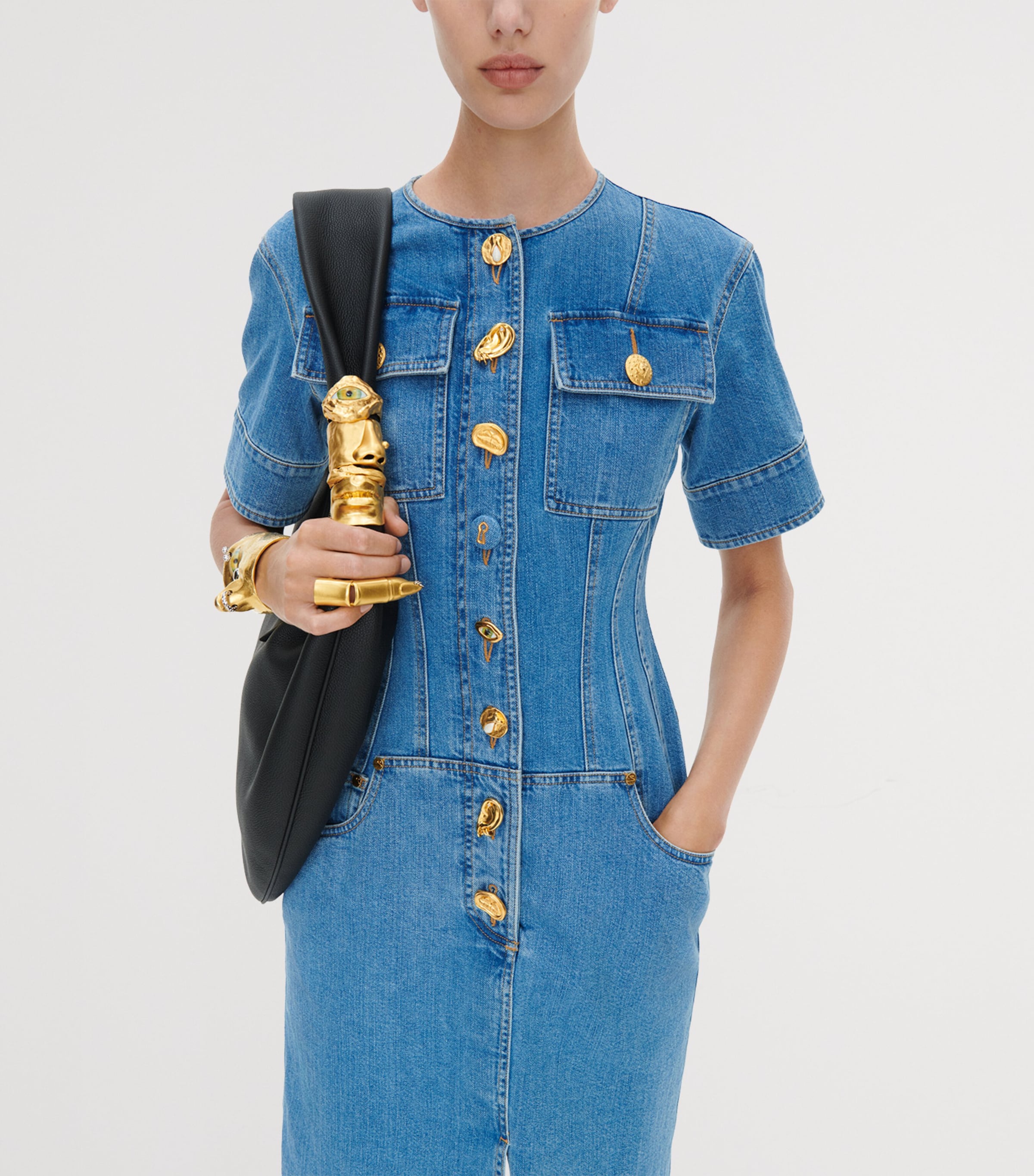 Schiaparelli Womens Denim Corset Mini Dress Blue Image 5