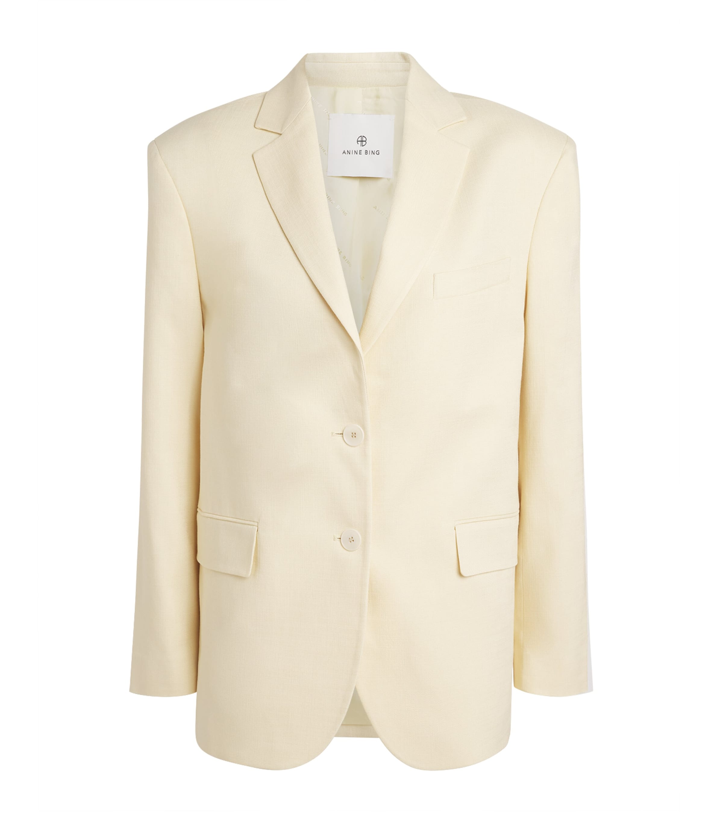 ANINE BING Womens Single-Breasted Quinn Blazer Cream Image 1