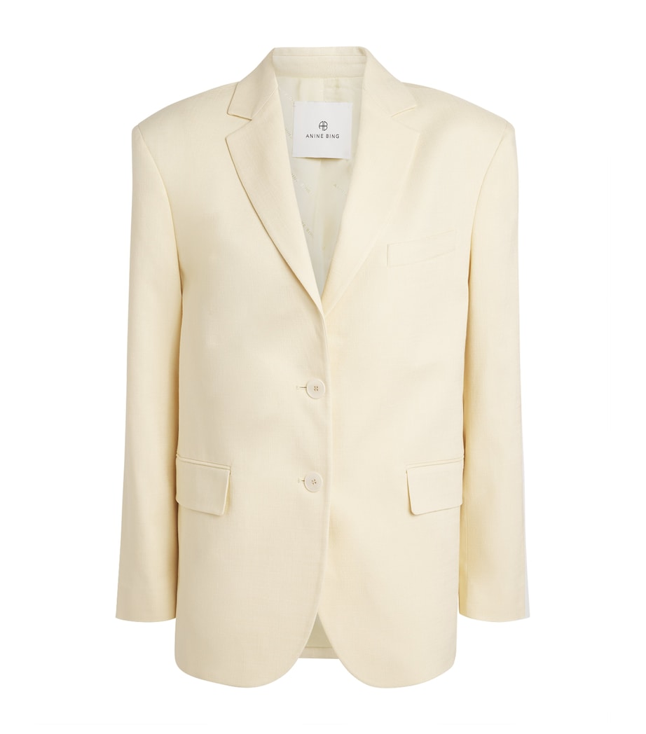 ANINE BING Womens Single-Breasted Quinn Blazer Cream Image 1
