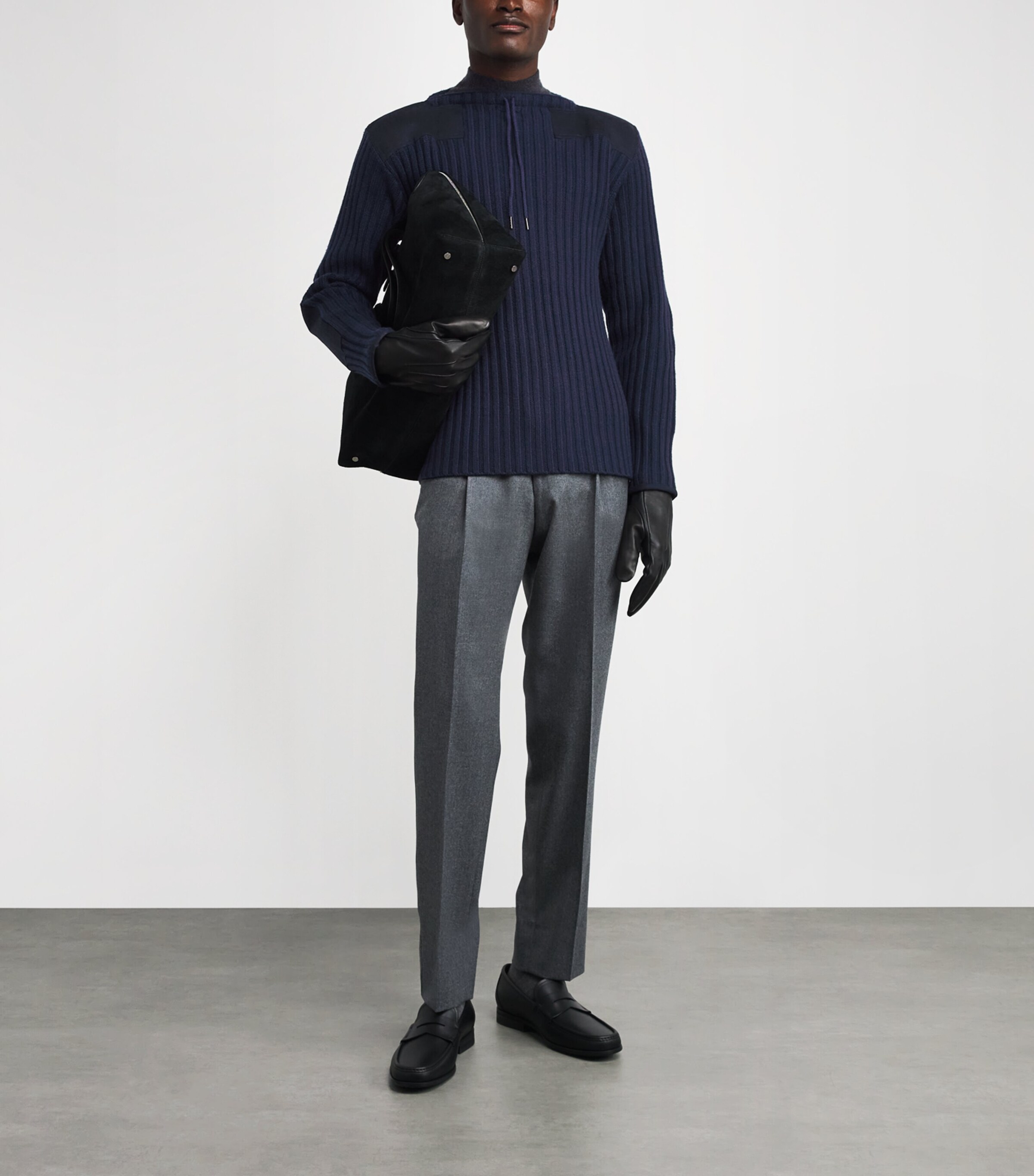 N.Peal Mens Merino Wool-Cashmere 007 Sweater Nvy Navy Image 2