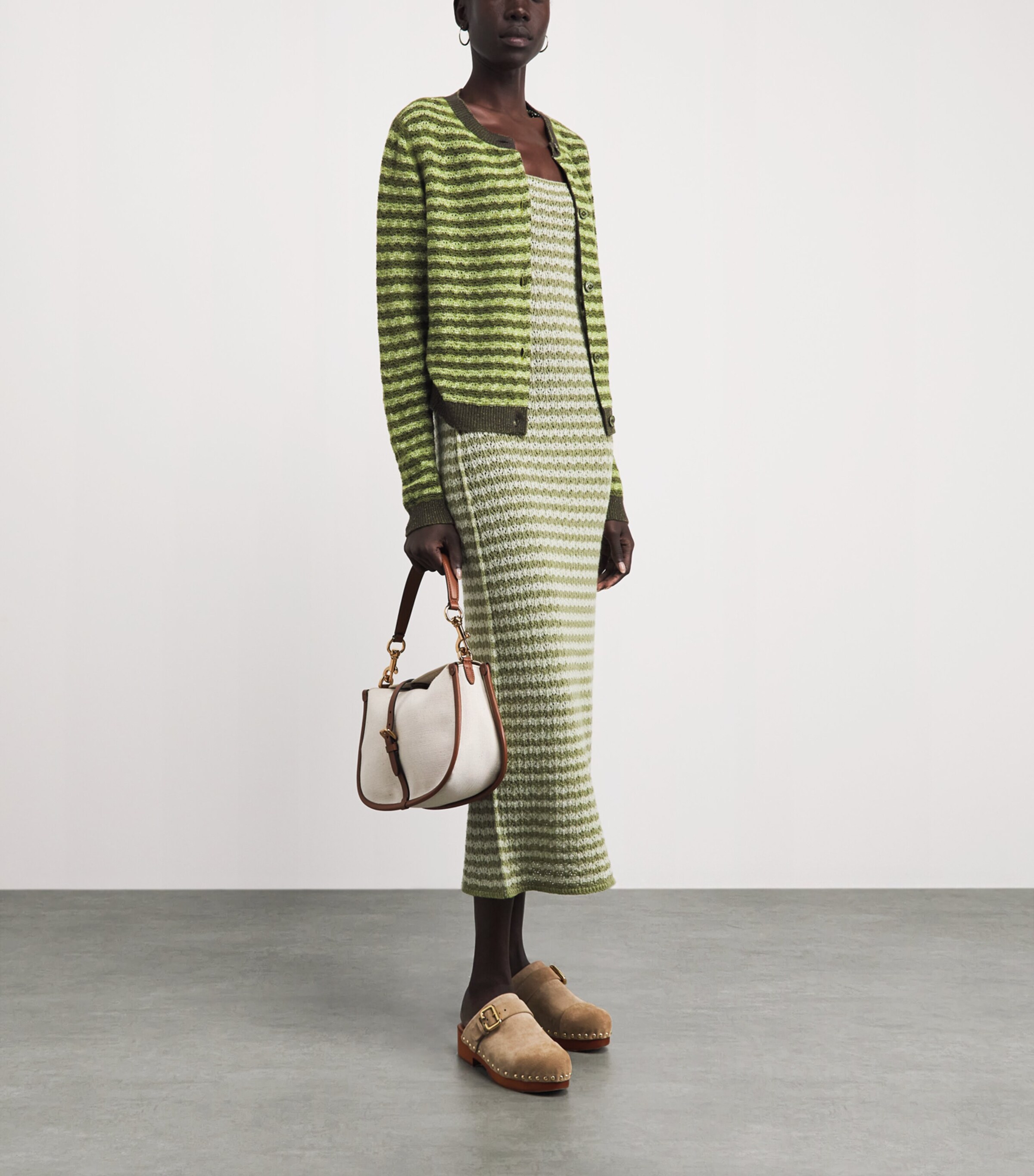 Barrie Womens Cashmere Stripe Cardigan Chntily/drk Mlt Image 2