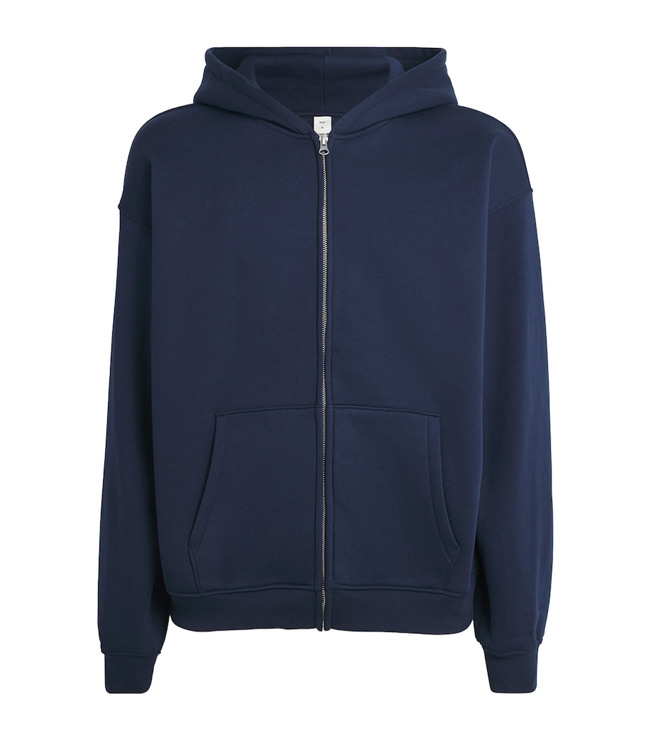 Skims Mens Fleece Lounge Relaxed Zip-Up Hoodie Navy Image 1