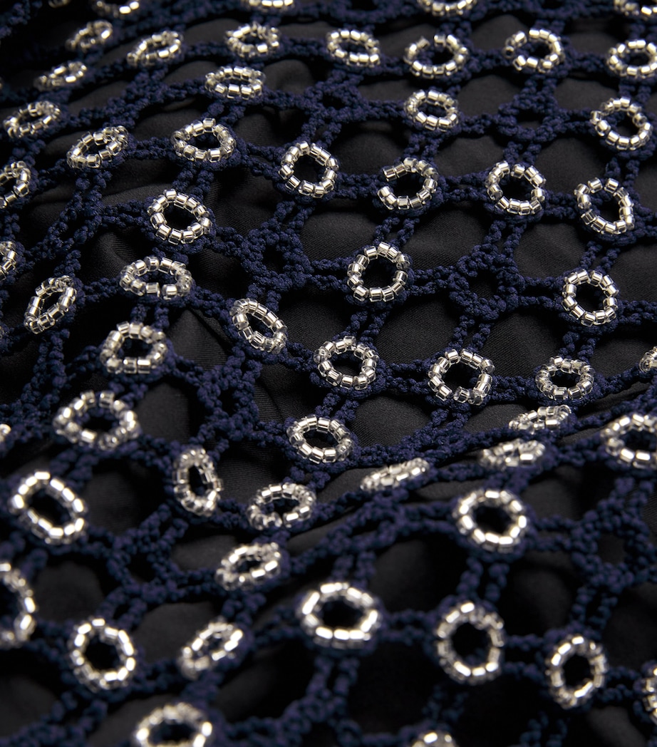 Crochet Beaded Midi Dress NAVY Image 5