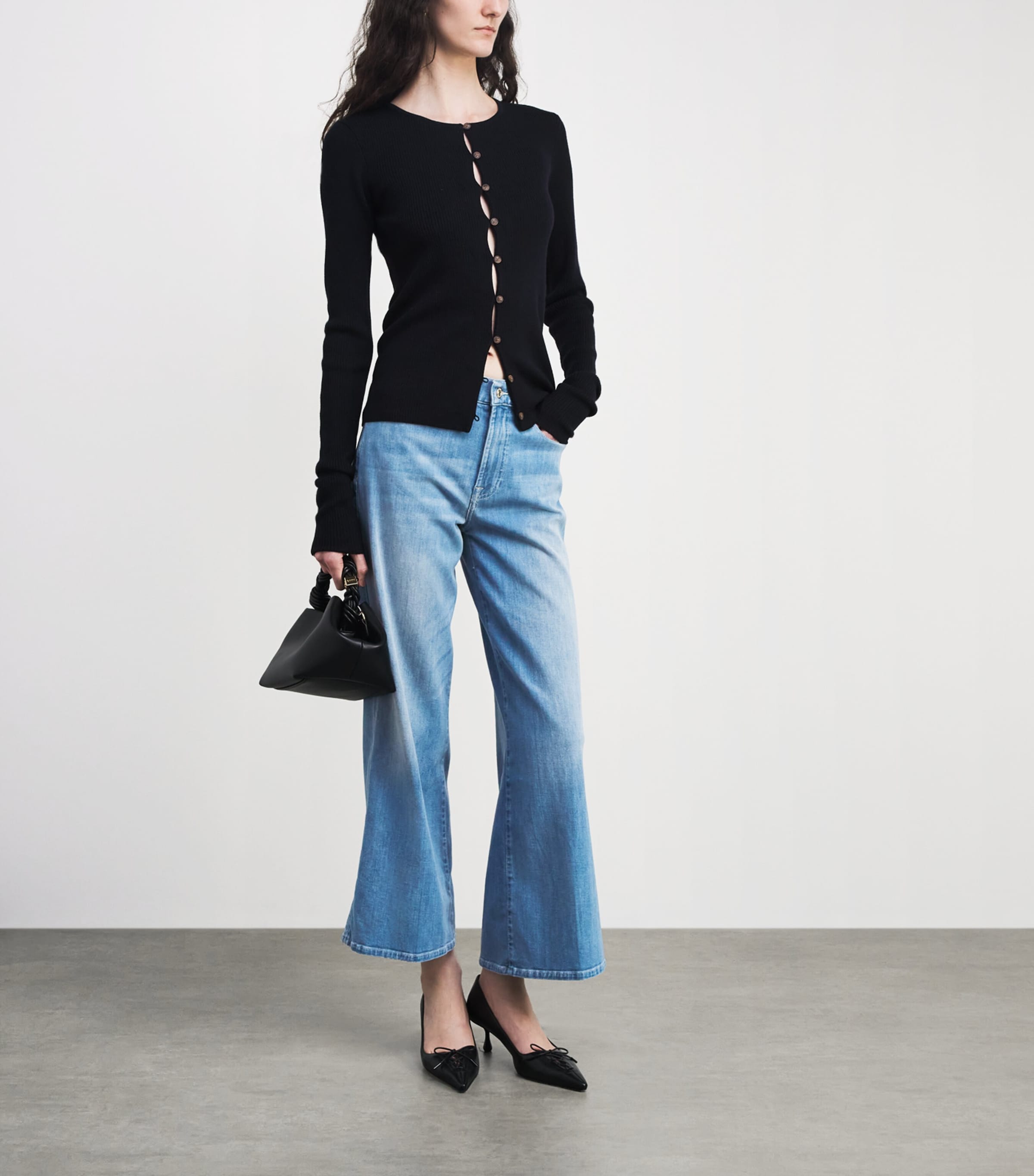 7 For All Mankind Womens Lotta Cropped Flared Jeans Glisten Image 2