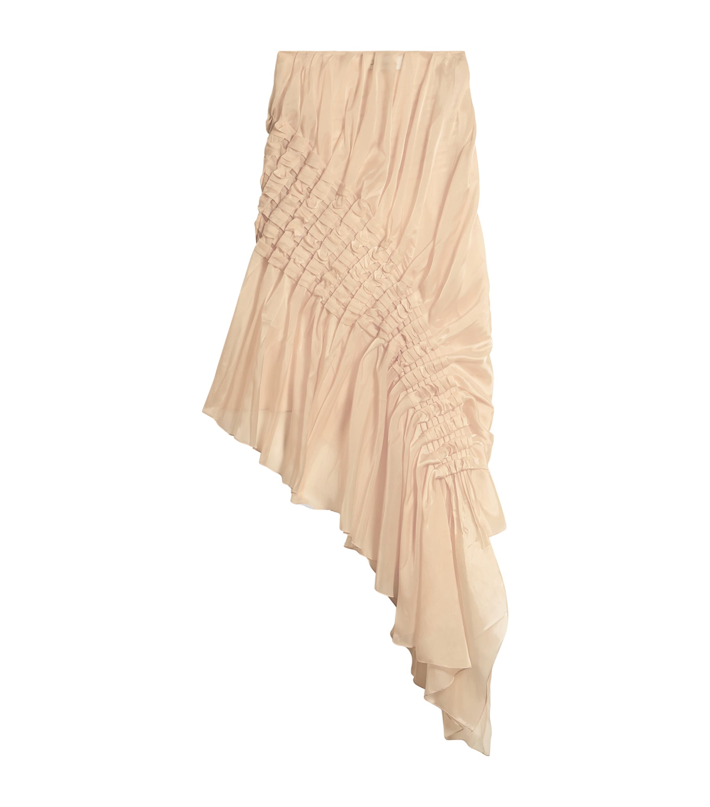 Schiaparelli Womens Satin Trompe-l'Oeil Midi Skirt Nude Image 1
