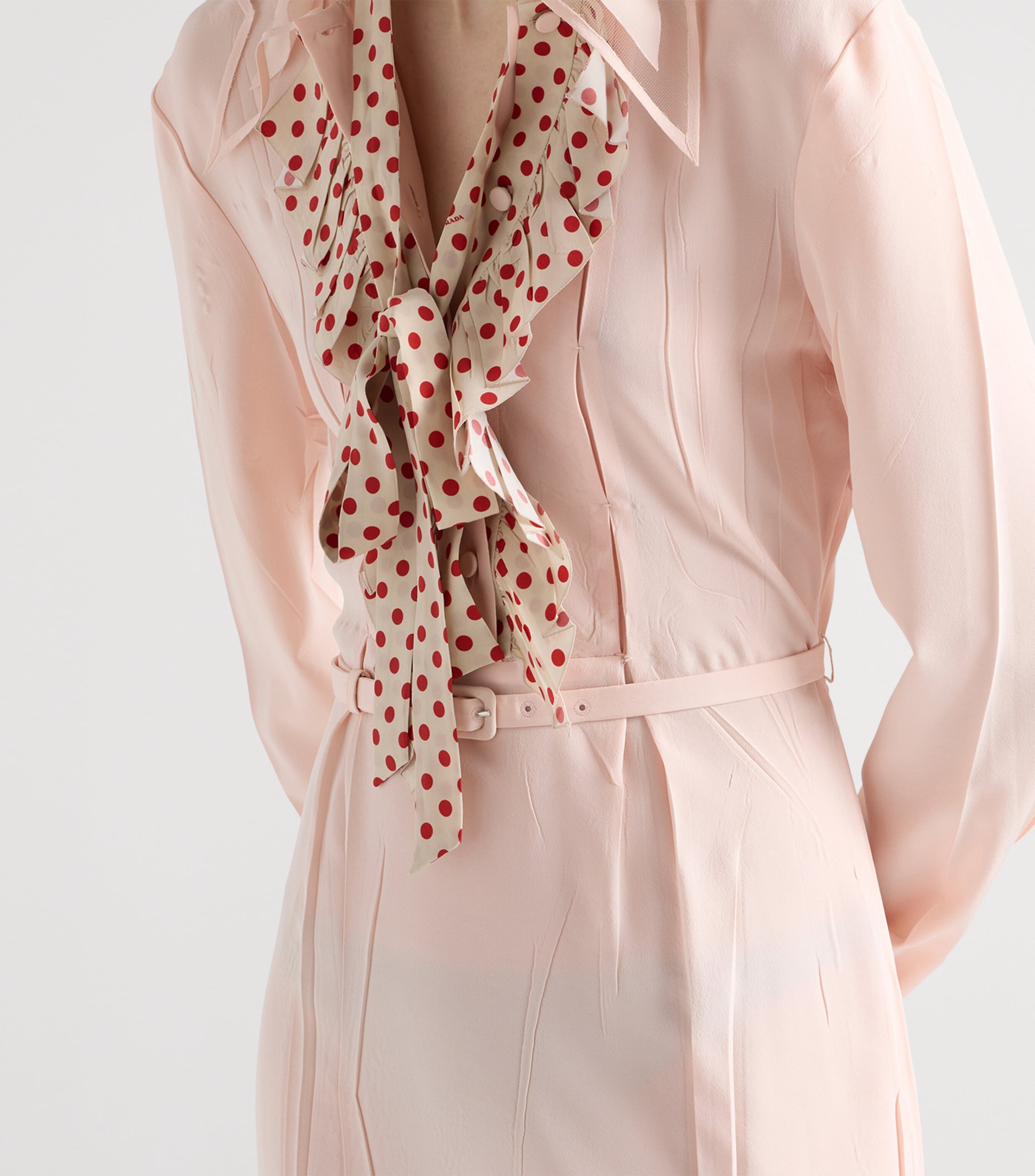 Prada Womens Silk Embroidered Marocain Midi Dress Pink Image 4
