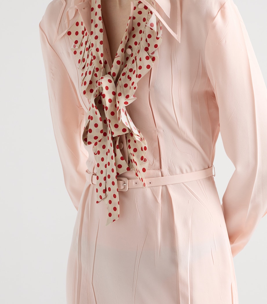 Prada Womens Silk Embroidered Marocain Midi Dress Pink Image 4